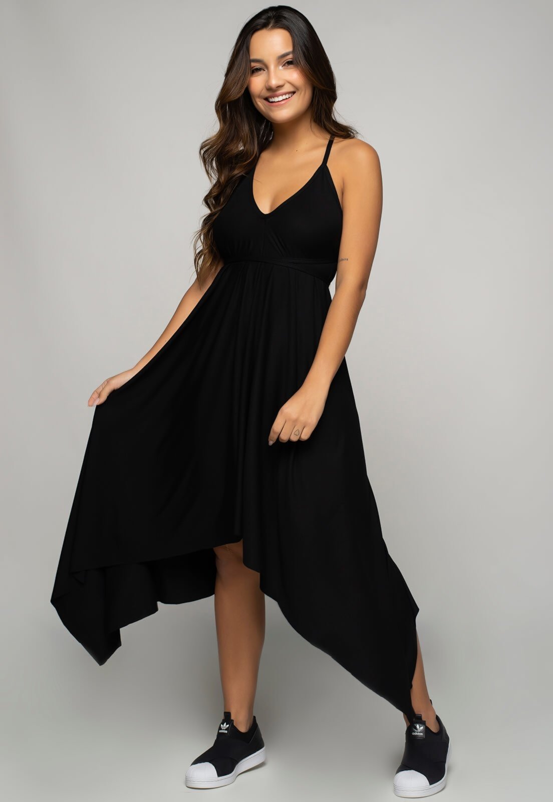 Vestido Feminino Multiformas Amarrações Verão Vicbela Preto