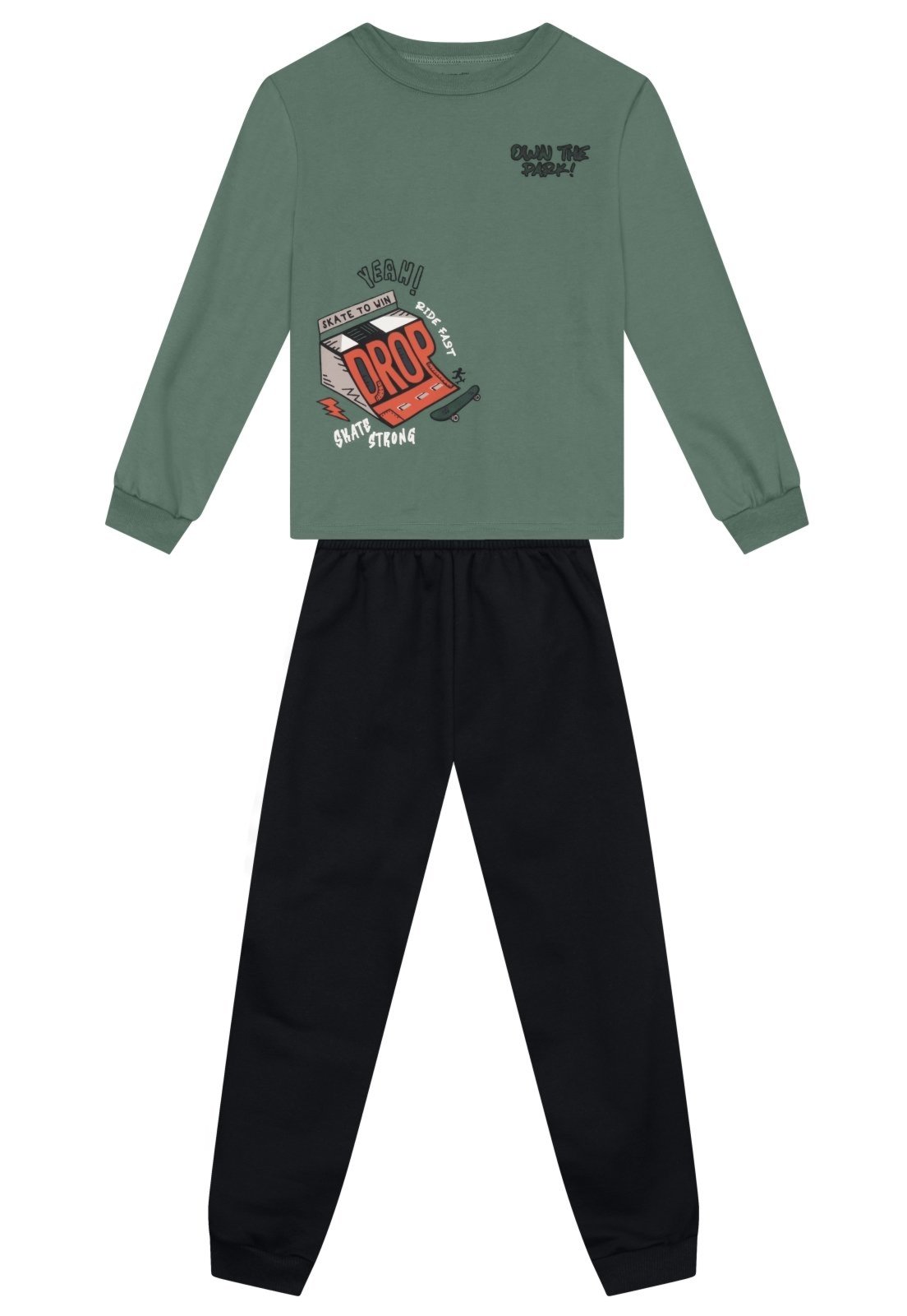 Infantil - Conjunto menino em moletom de skate Brandili