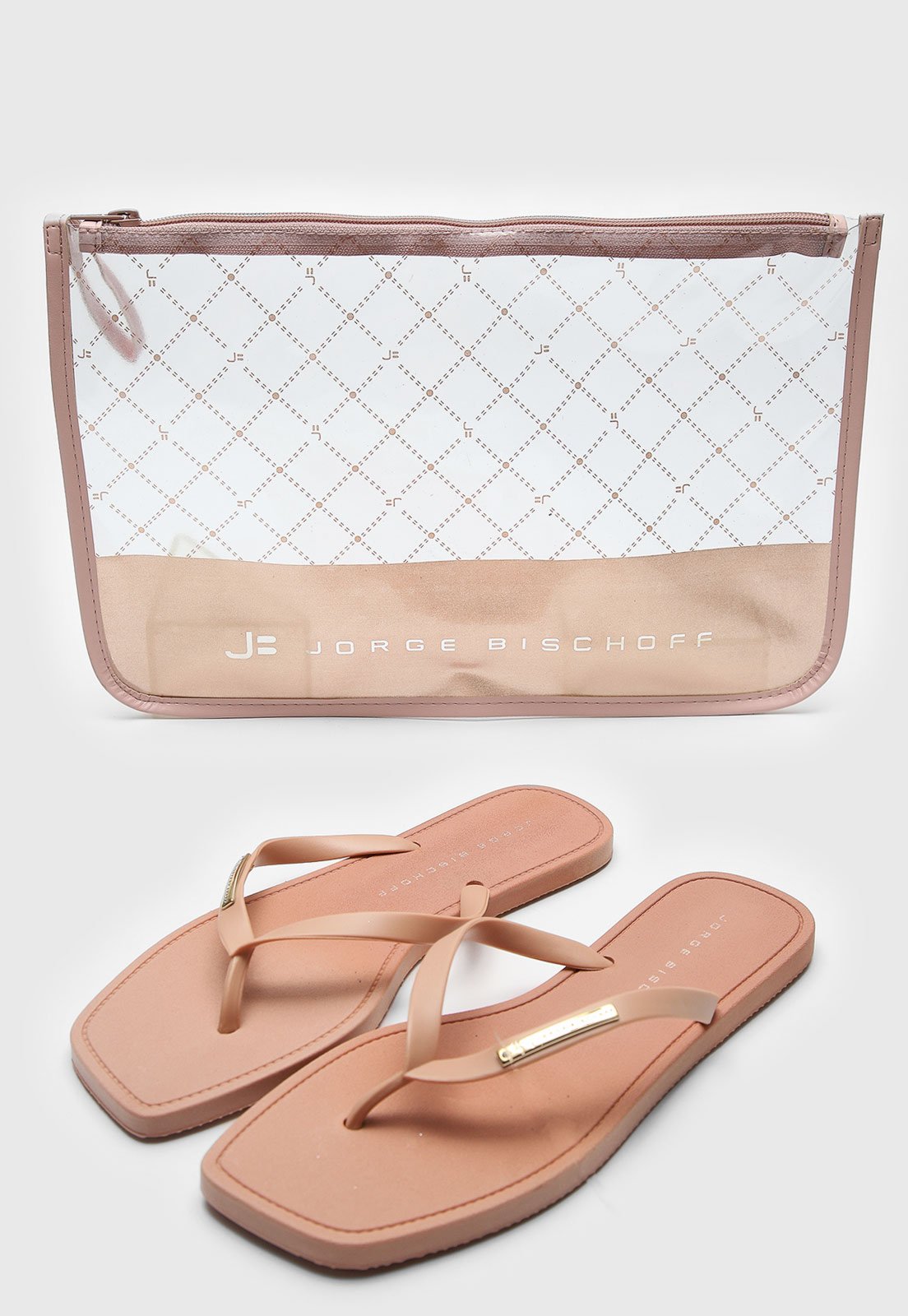 Kit Chinelo Jorge Bischoff de Dedo com Necessaire Rosa