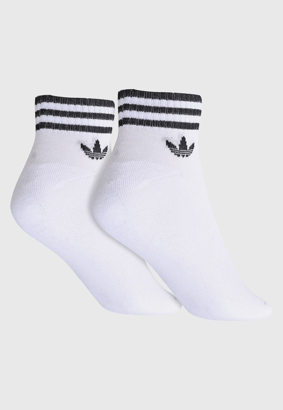 Vista 3 Kit 3pçs Meia adidas Originals Cano édio Trefoil Branca branco adidas Originals branco