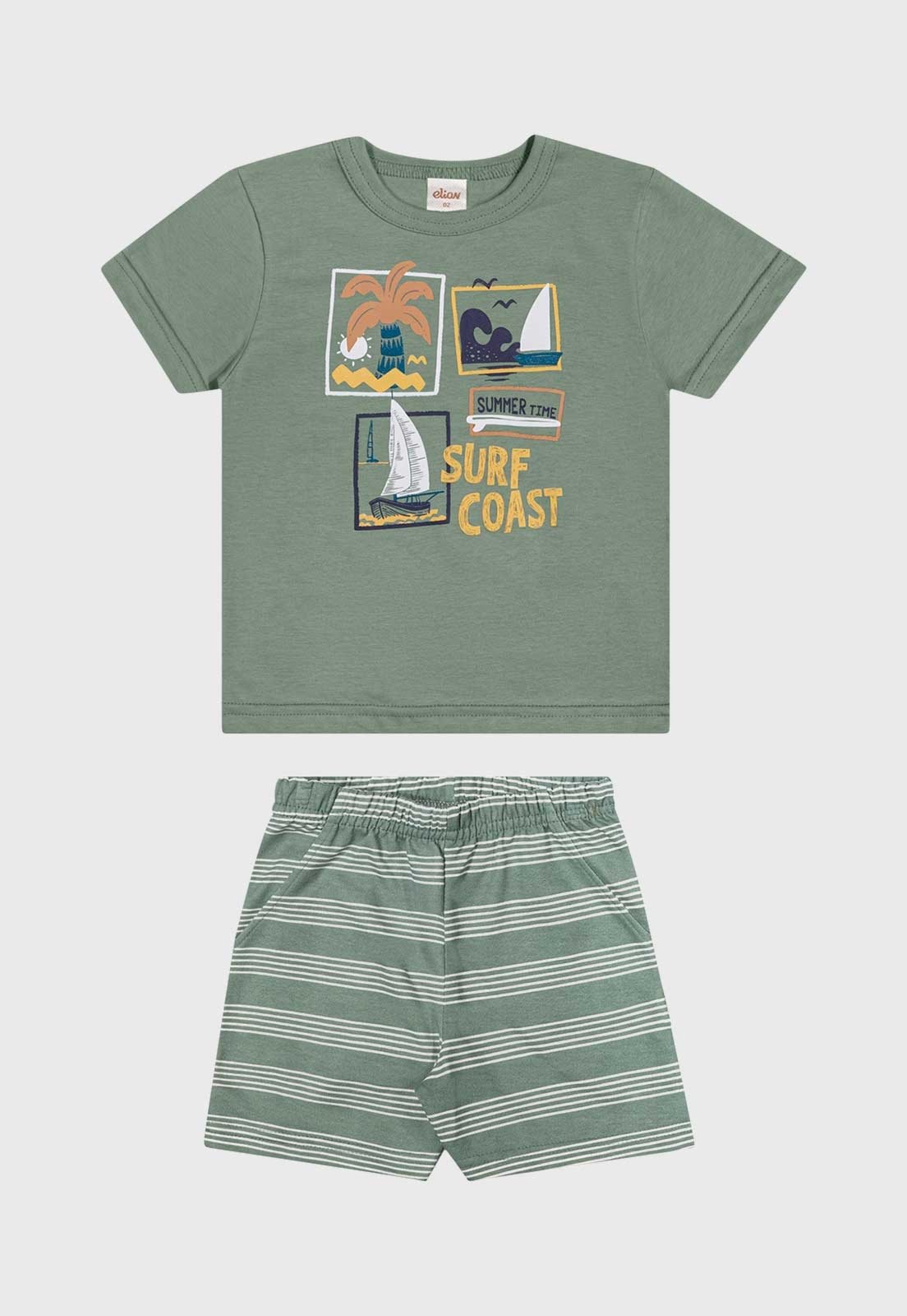 Infantil - Conjunto Curto Elian Estampa Verão Verde
