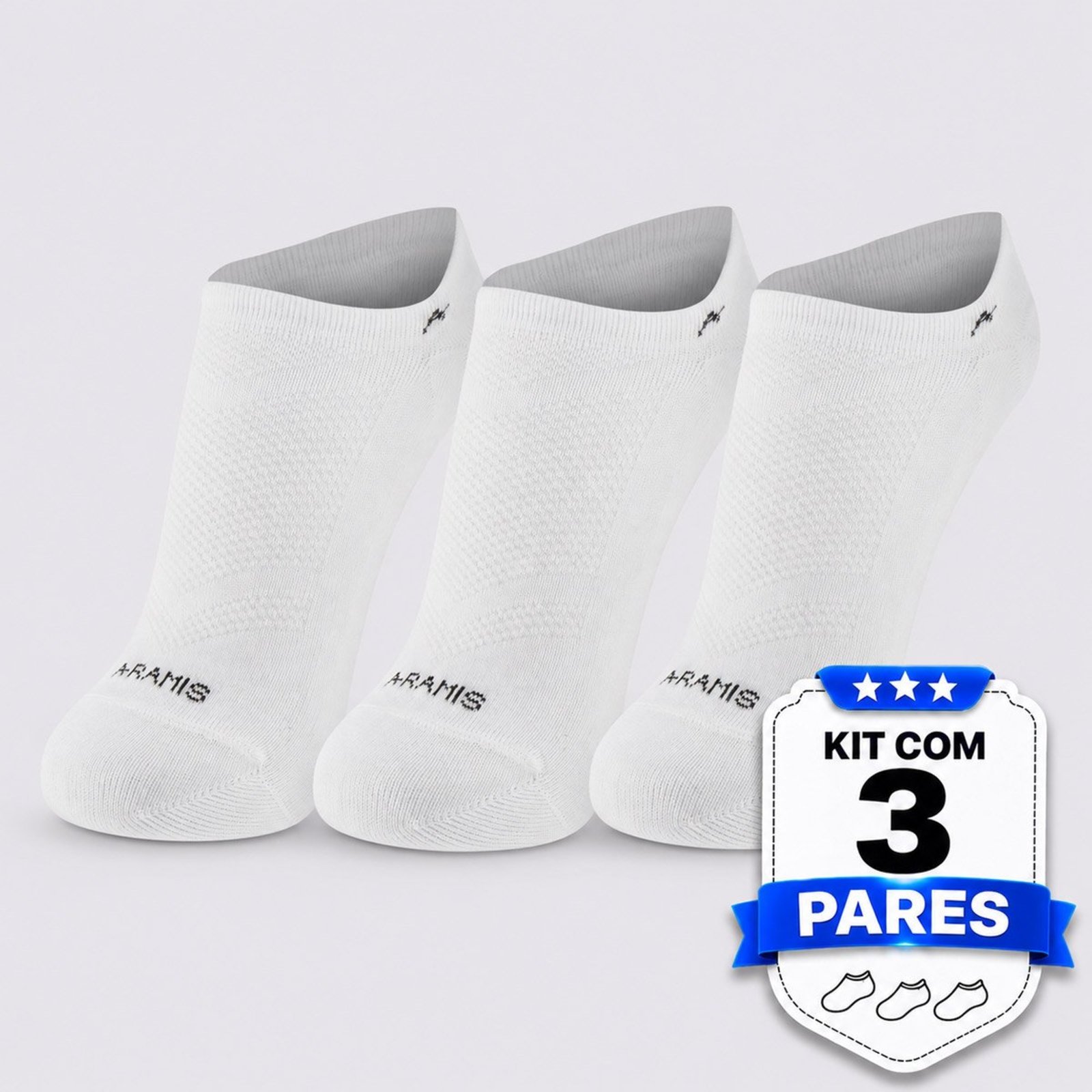 Kit Meia Aramis Sapatilha 3 Pares Branca