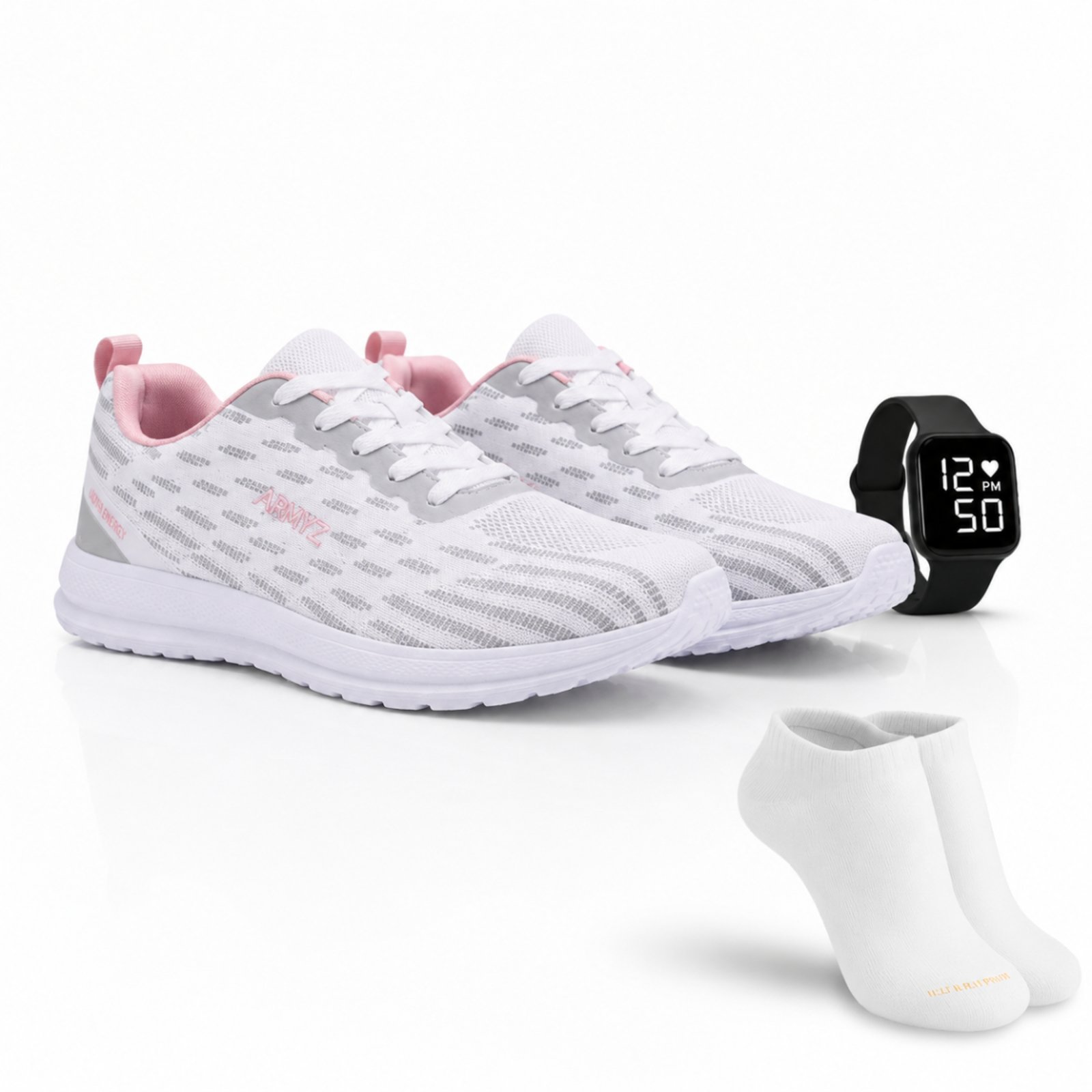 Tênis Feminino Confortável Leve e Respirável Estilo Moderno com Solado Antiderrapante para Uso Diário+ Meia Cano Baixo