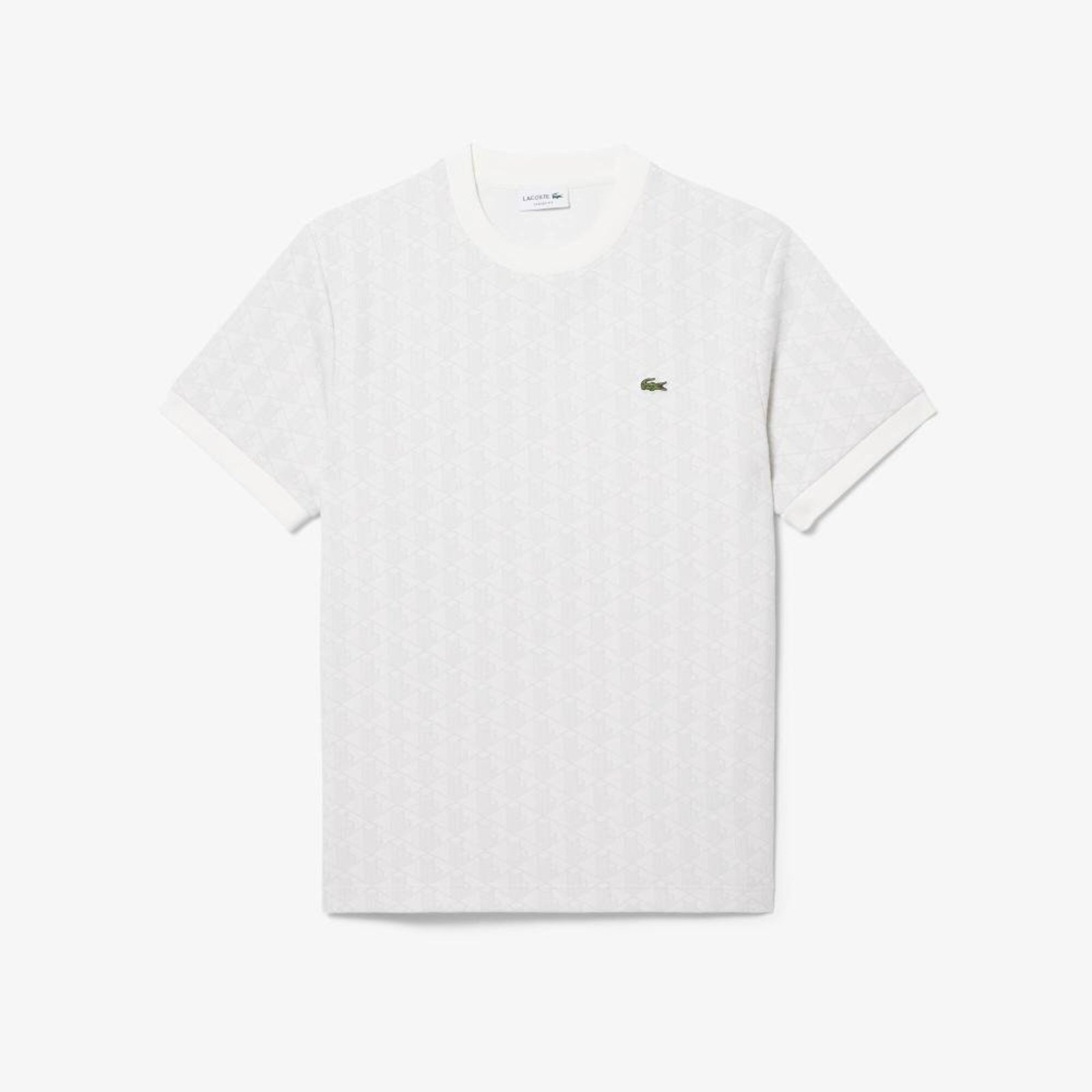 Camiseta Jacquard Lacoste Monograma Cinza