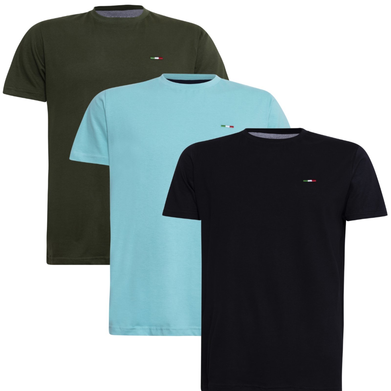 Kit 3 Camisetas Itália Alta Costura Premium Verde Azul Preto Multicolorido