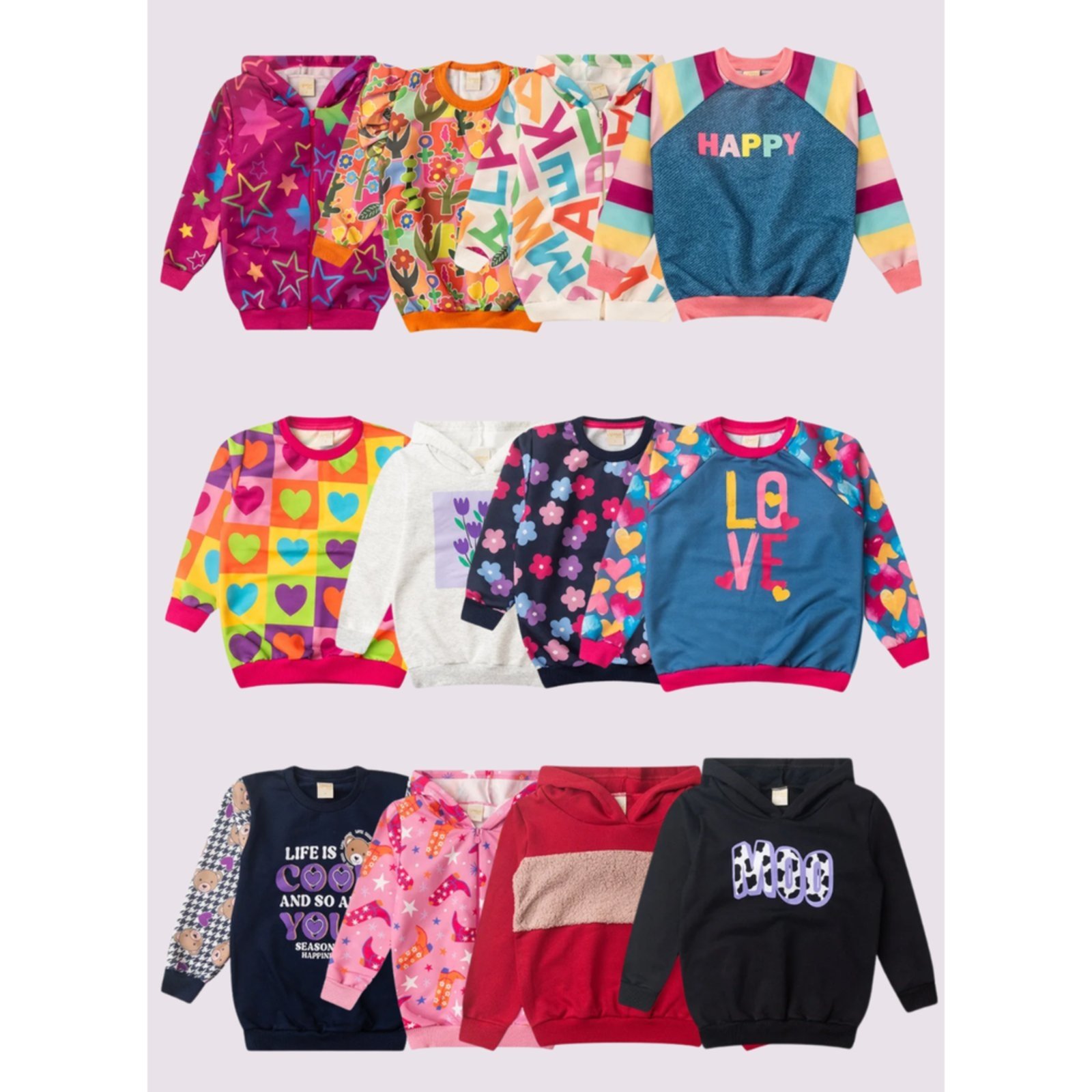 Vista 3 Infantil - Casaco Molekada Menina Sortido em Moletom Felpado multicolorido Molekada multicolorido