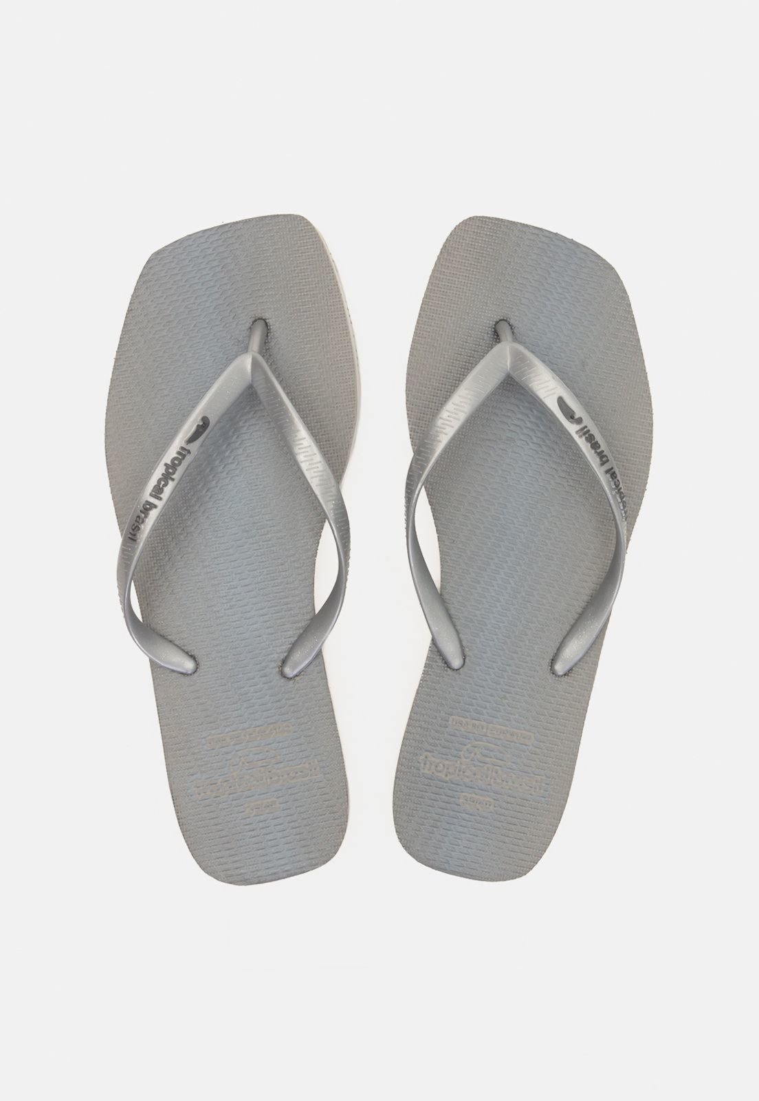 Chinelo Tropical Brasil Tamanco Flarform Prata com Cinza