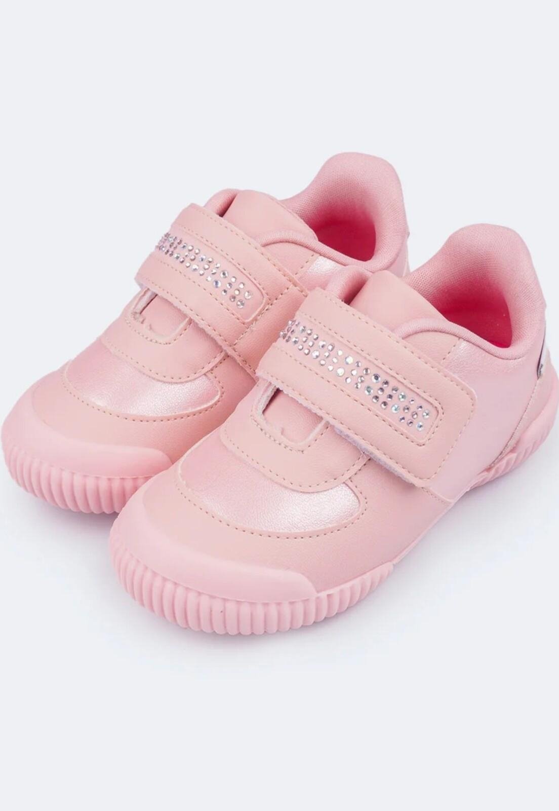 Vista 2 Infantil - Tênis Pampili Yuyu com Strass Claro 16 PKT rosa PKT rosa