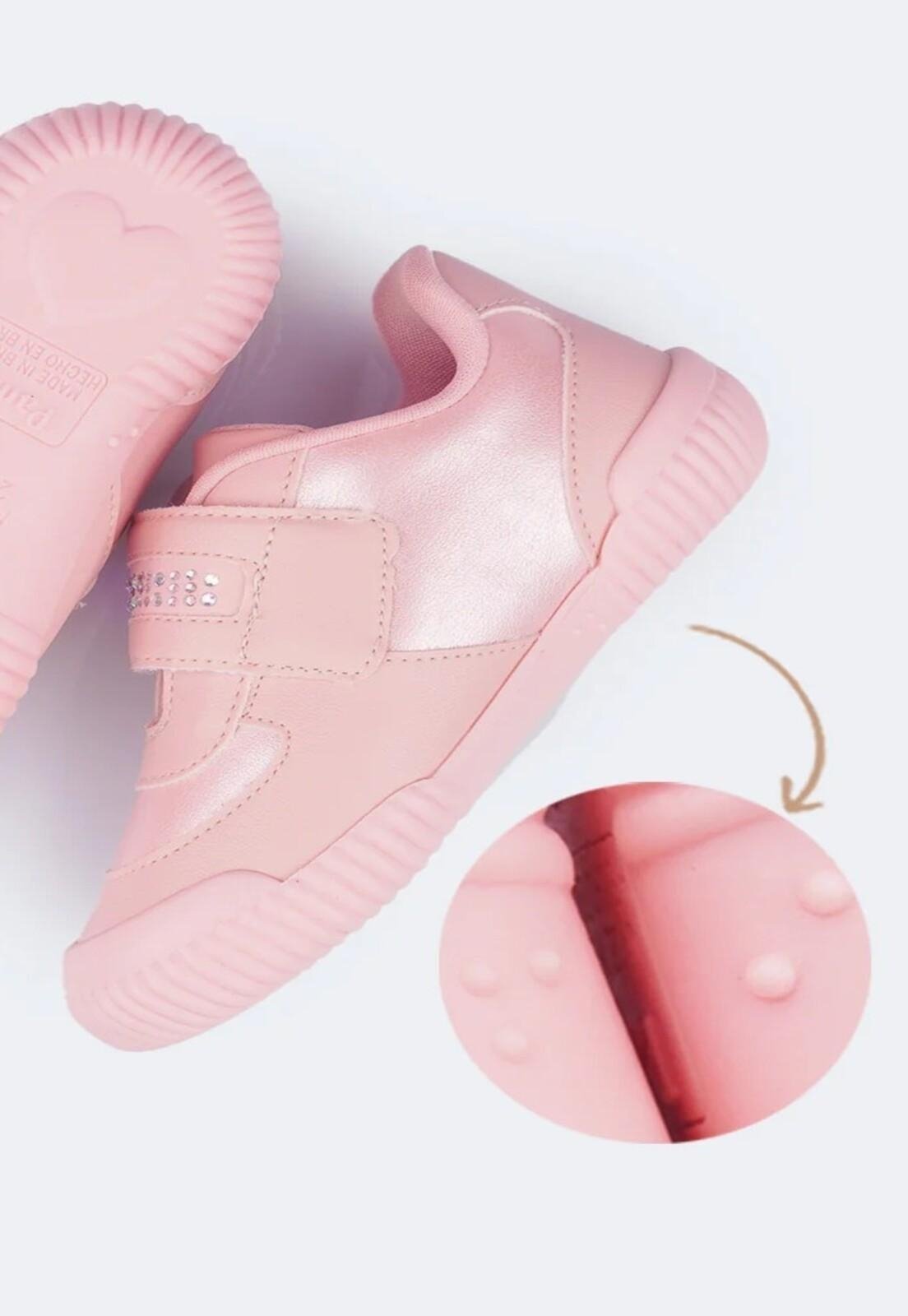 Vista 3 Infantil - Tênis Pampili Yuyu com Strass Claro 16 PKT rosa PKT rosa