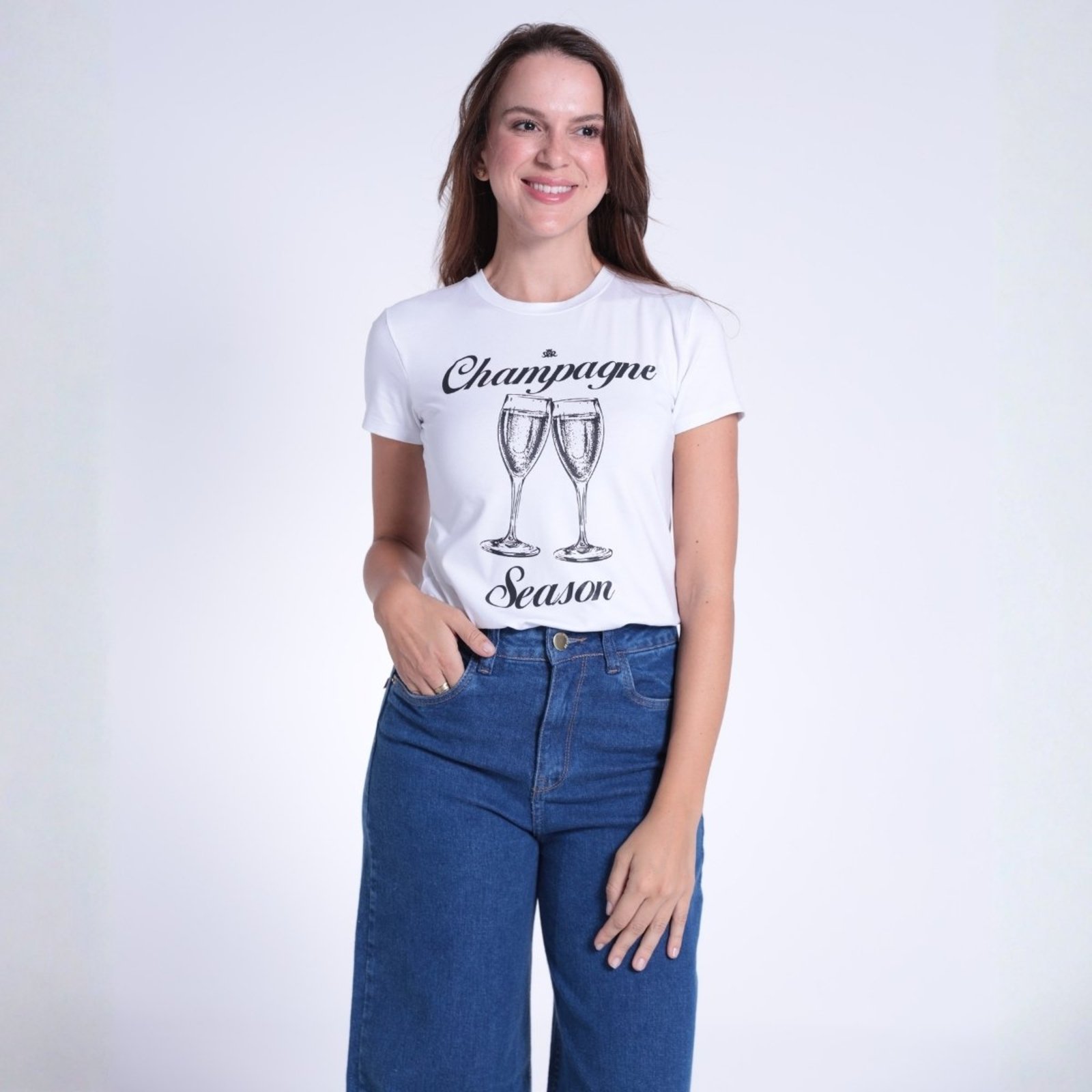 Camiseta Estampada Feminina Revanche Rafaela Champagne Season