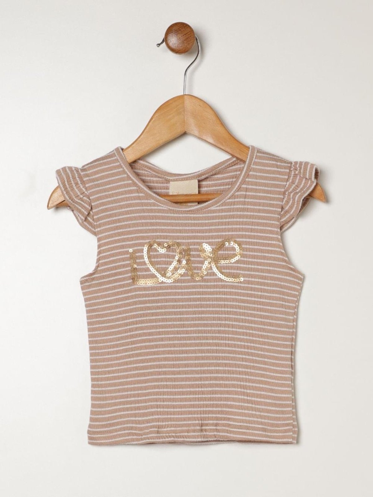 Infantil - Blusa Manga Curta Para Menina - BEGE
