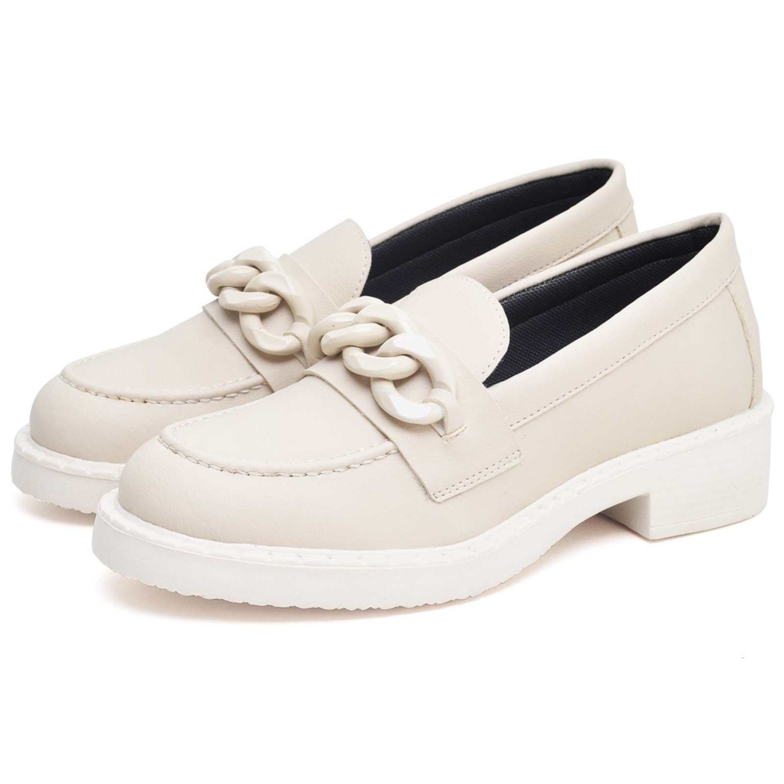 Sapato Mocassim Feminino de Salto DUBUY 1414FG Areia
