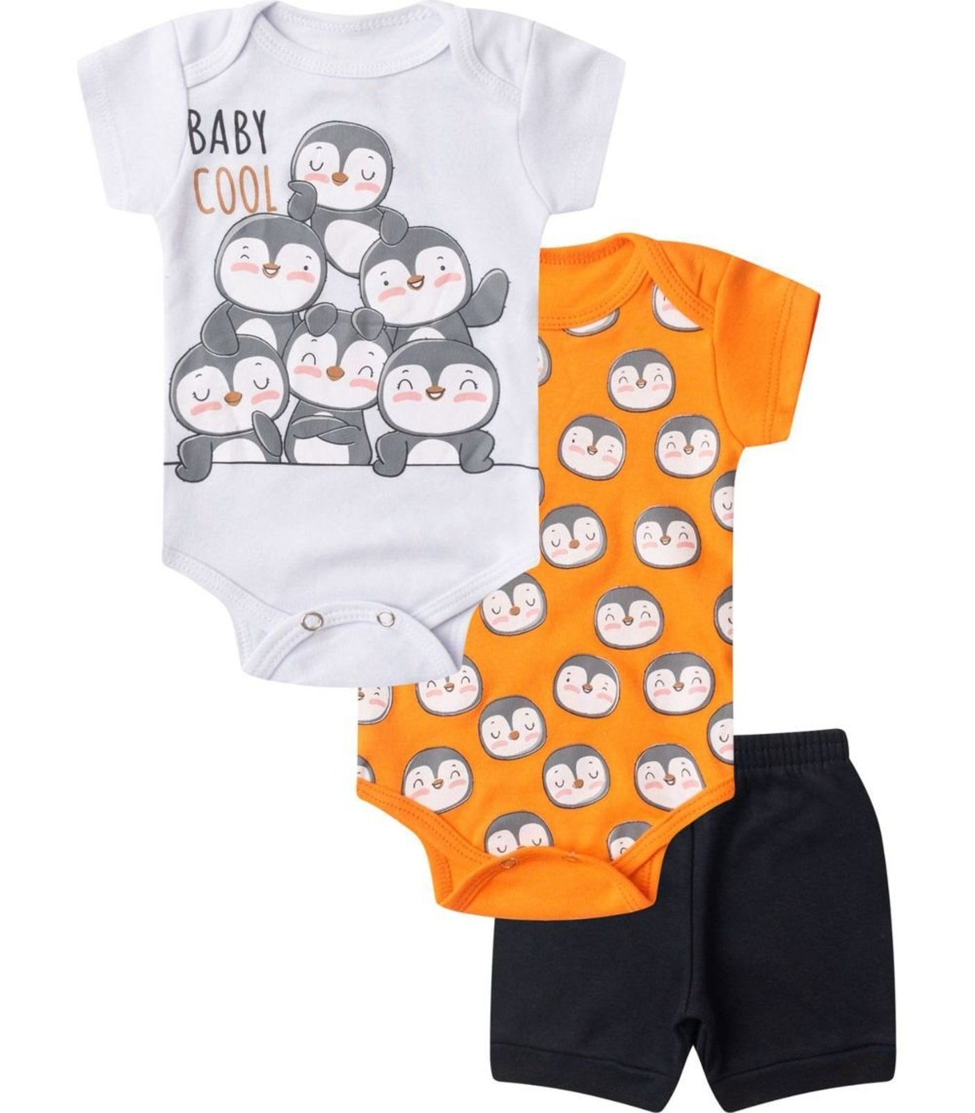 Infantil – Kit Body Curto 3 Peças Select Laranja