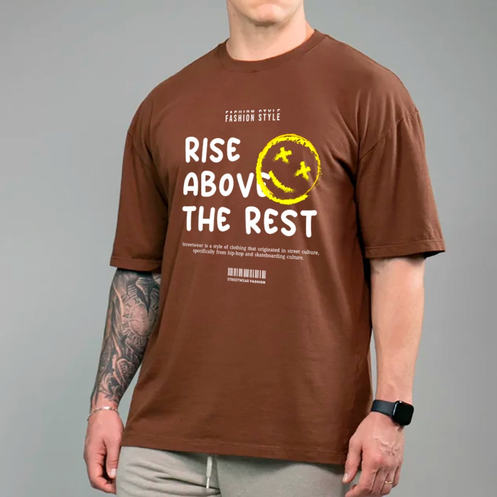 Camiseta Ousy Unissex Rise Above The Rest Fashion Style Básica Marrom