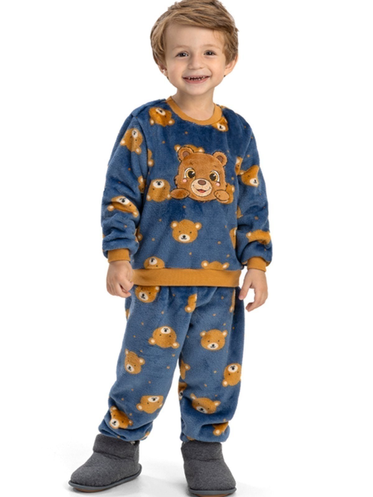 Pijama de Inverno Soft Fleece Magicamente Teddy Marinho