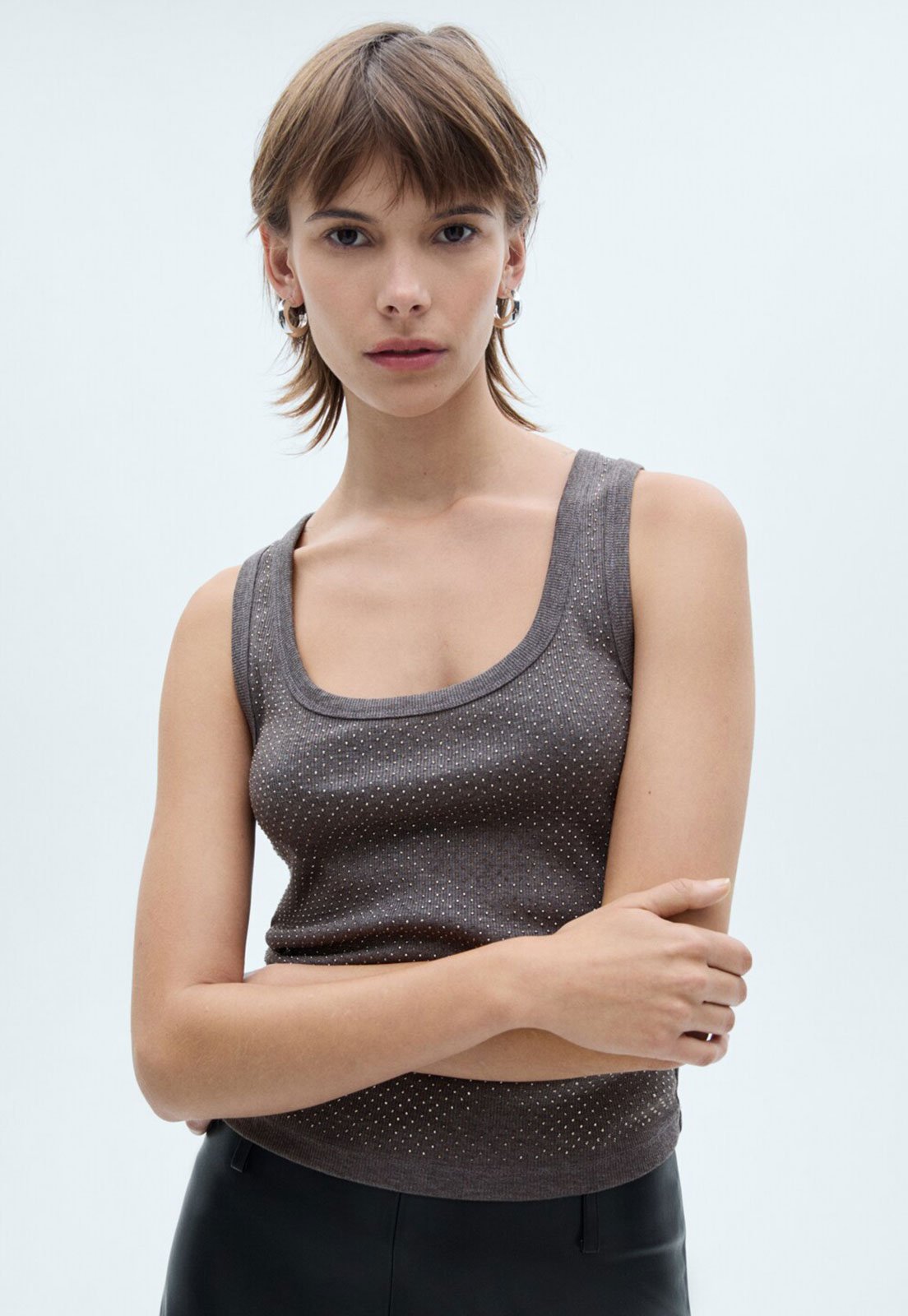 Regata Tricot Mango Ajustada Hotfix Grafite