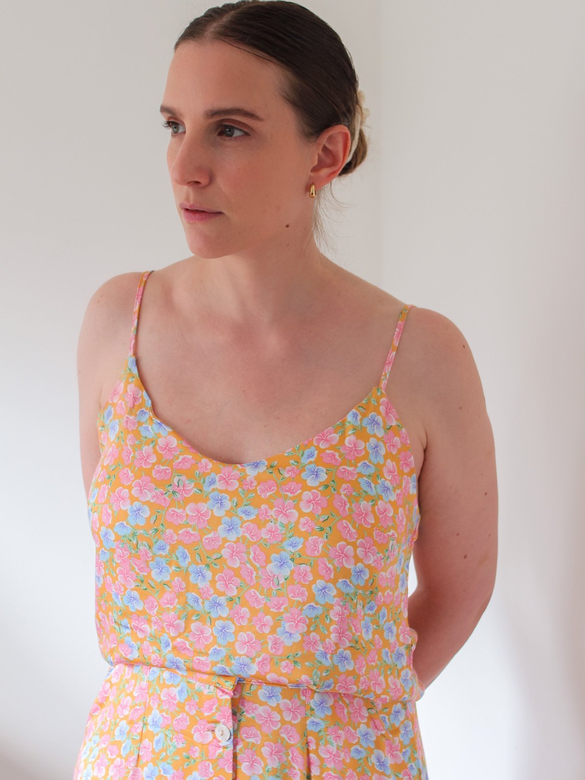 Blusa floral French Stripes Florence pêssego