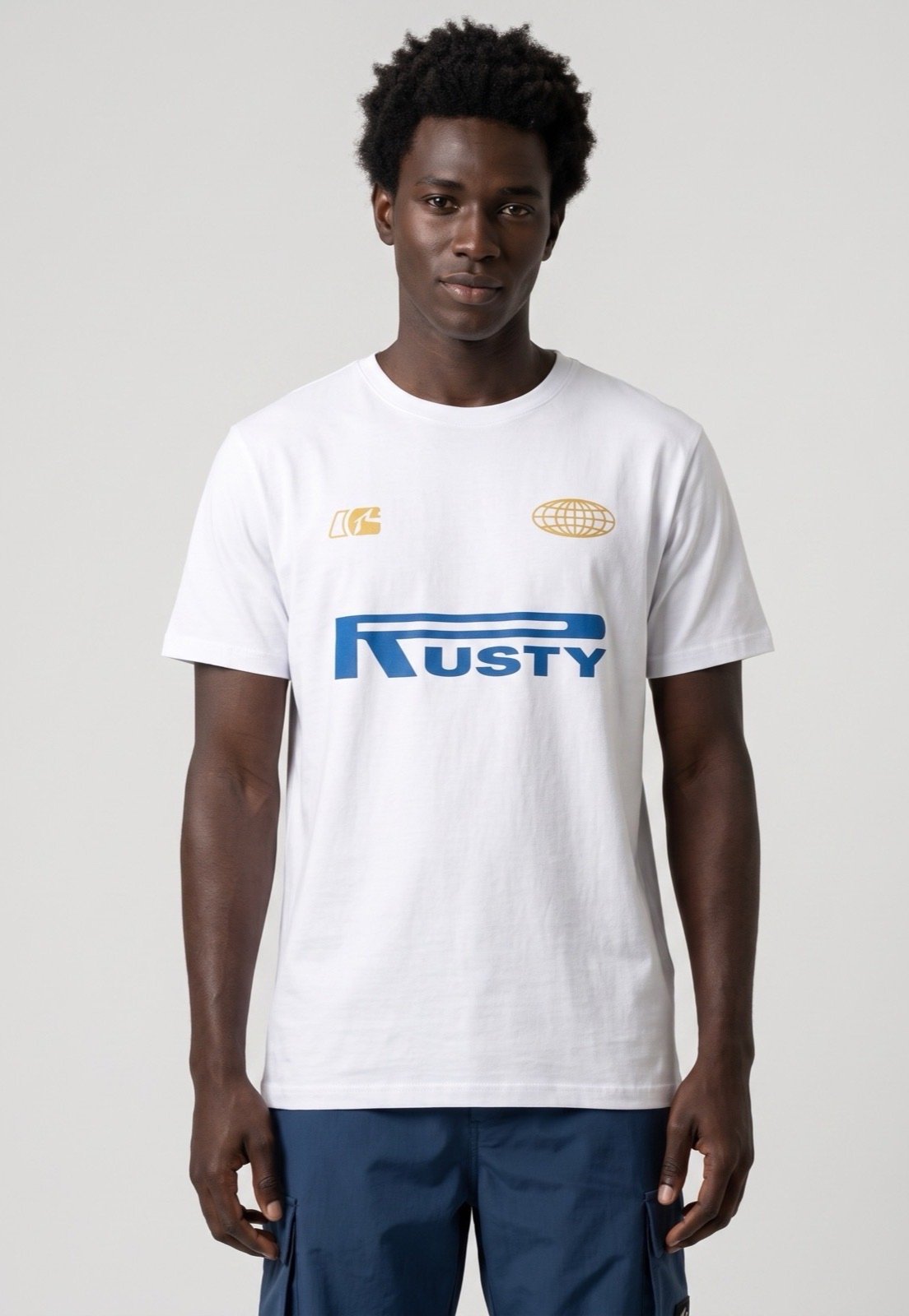 Camiseta Masculina Rusty Silk Azzuro Branca