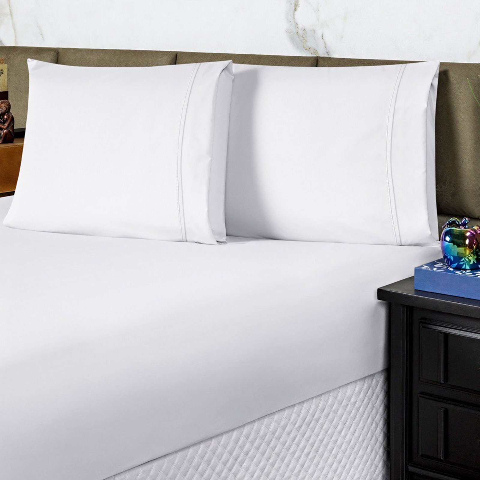 Jogo de Cama Lençol King Conforto Percal 300 Fios 3 Peças - Branco - 100% Poliéster