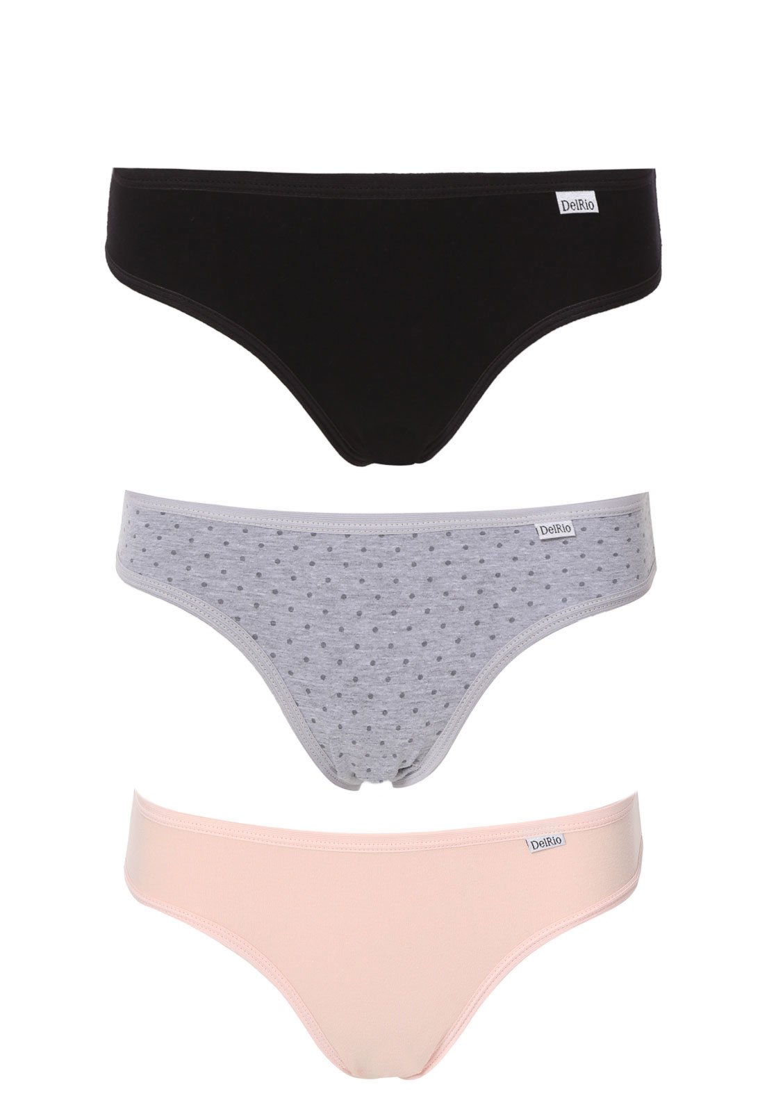 Vista 2 Kit 3pçs Calcinha DelRio Biquíni Conforto rosa DelRio rosa
