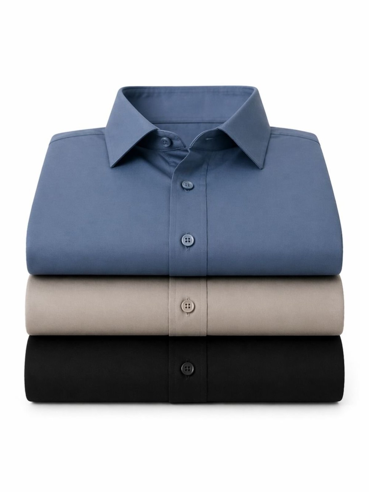Kit 3 Camisas Social Masculina Manga Longa Crocker Preta, Marinho e Cinza – 50077