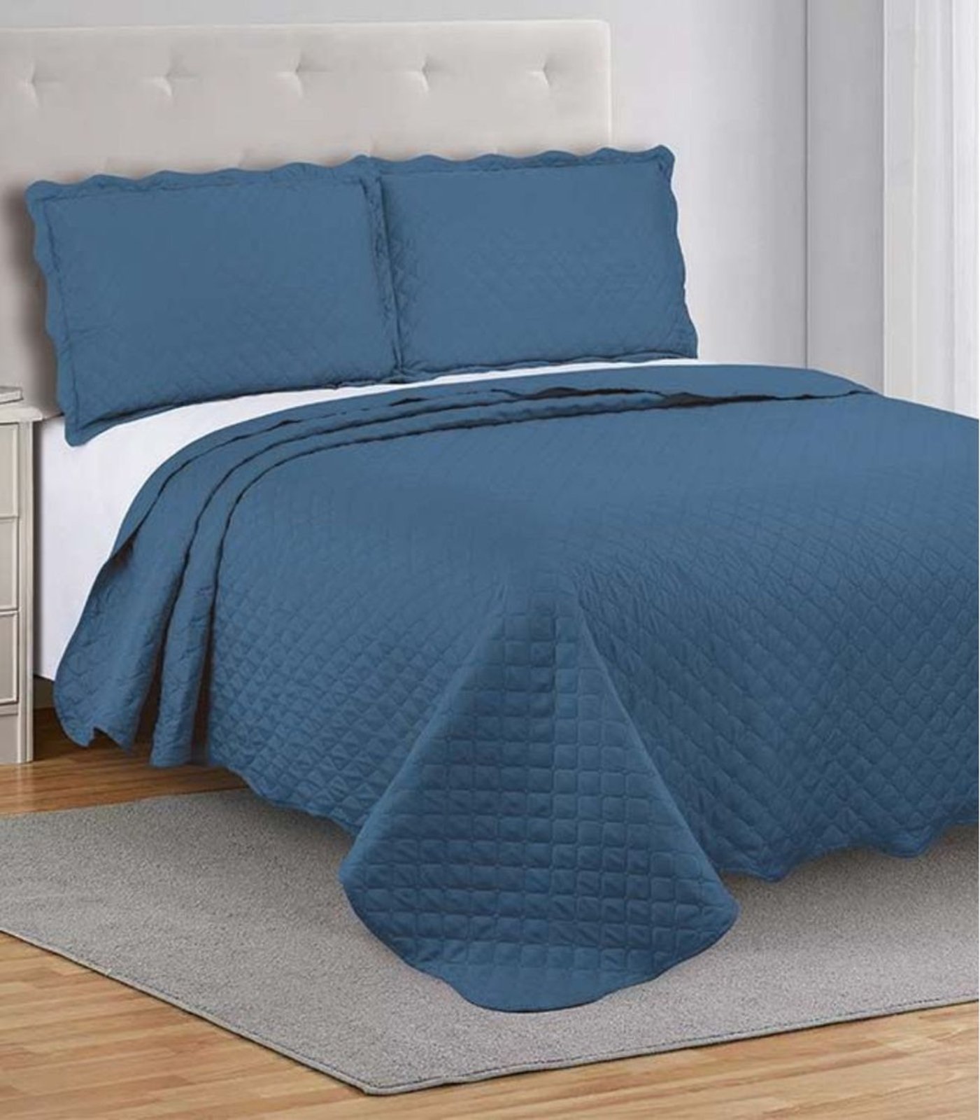 Colcha Grid King Camesa Azul