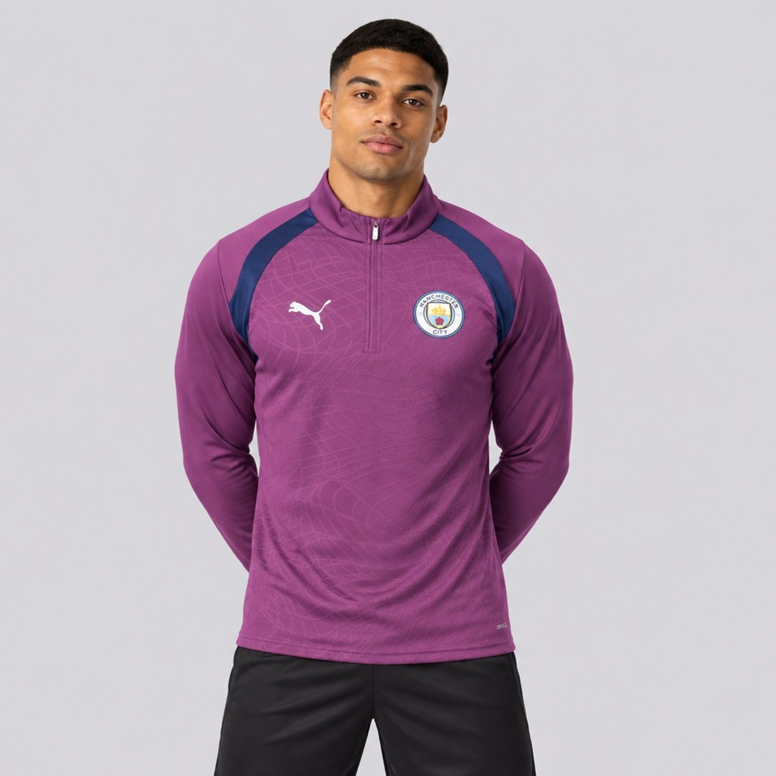 Blusão Puma Manchester City Slim Treino Zip Top 2027 Roxo