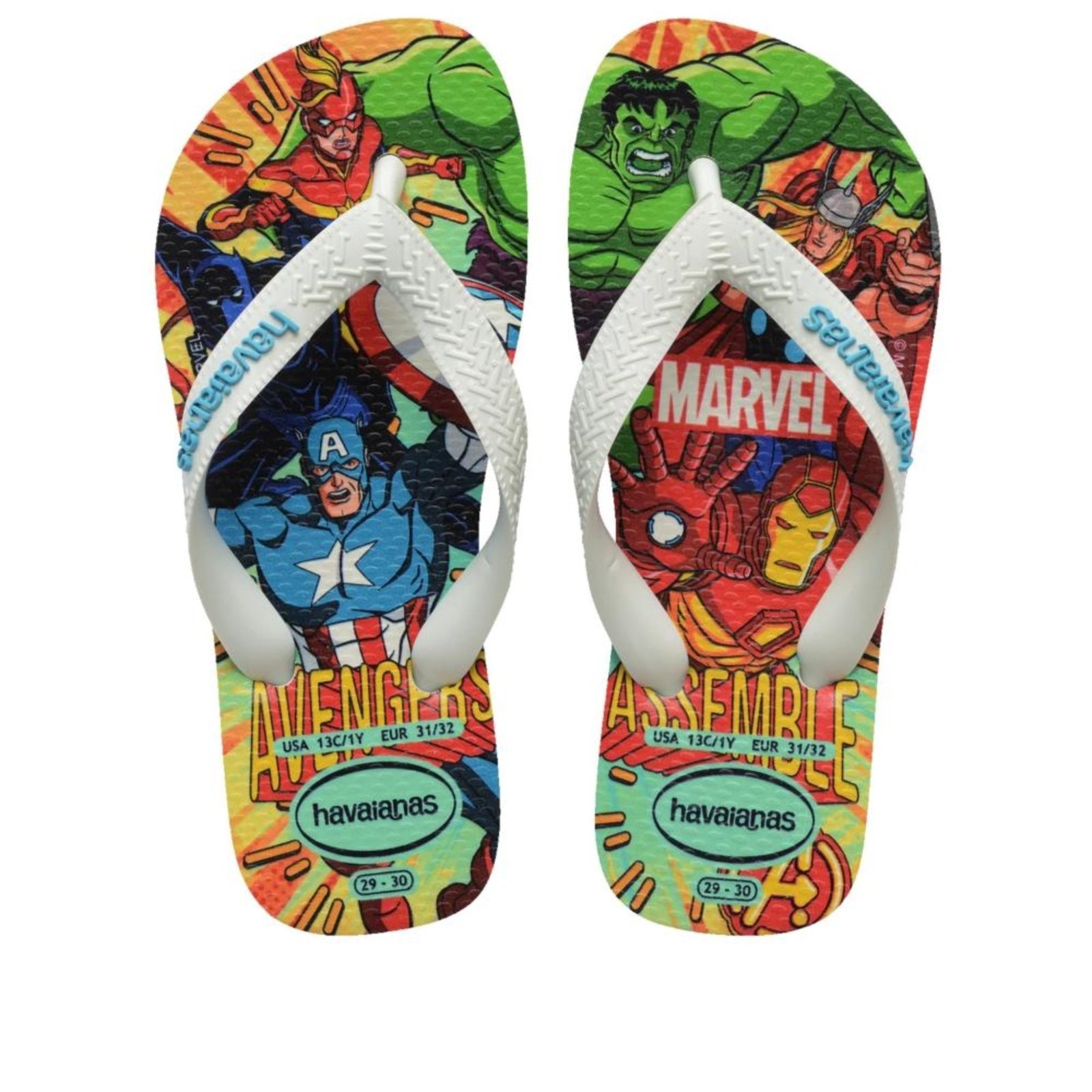 Vista 2 Infantil - Chinelo Masculino Havaianas Top Marvel Branco/Azul Incolor incolor azul Havaianas incolor azul