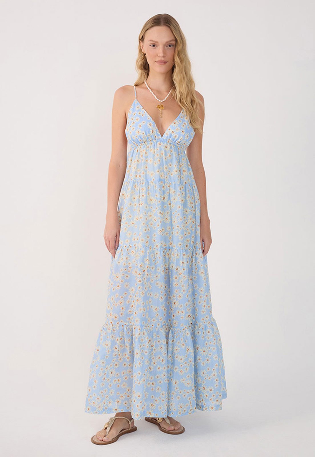 Vestido Dress To Longo Floral Azul