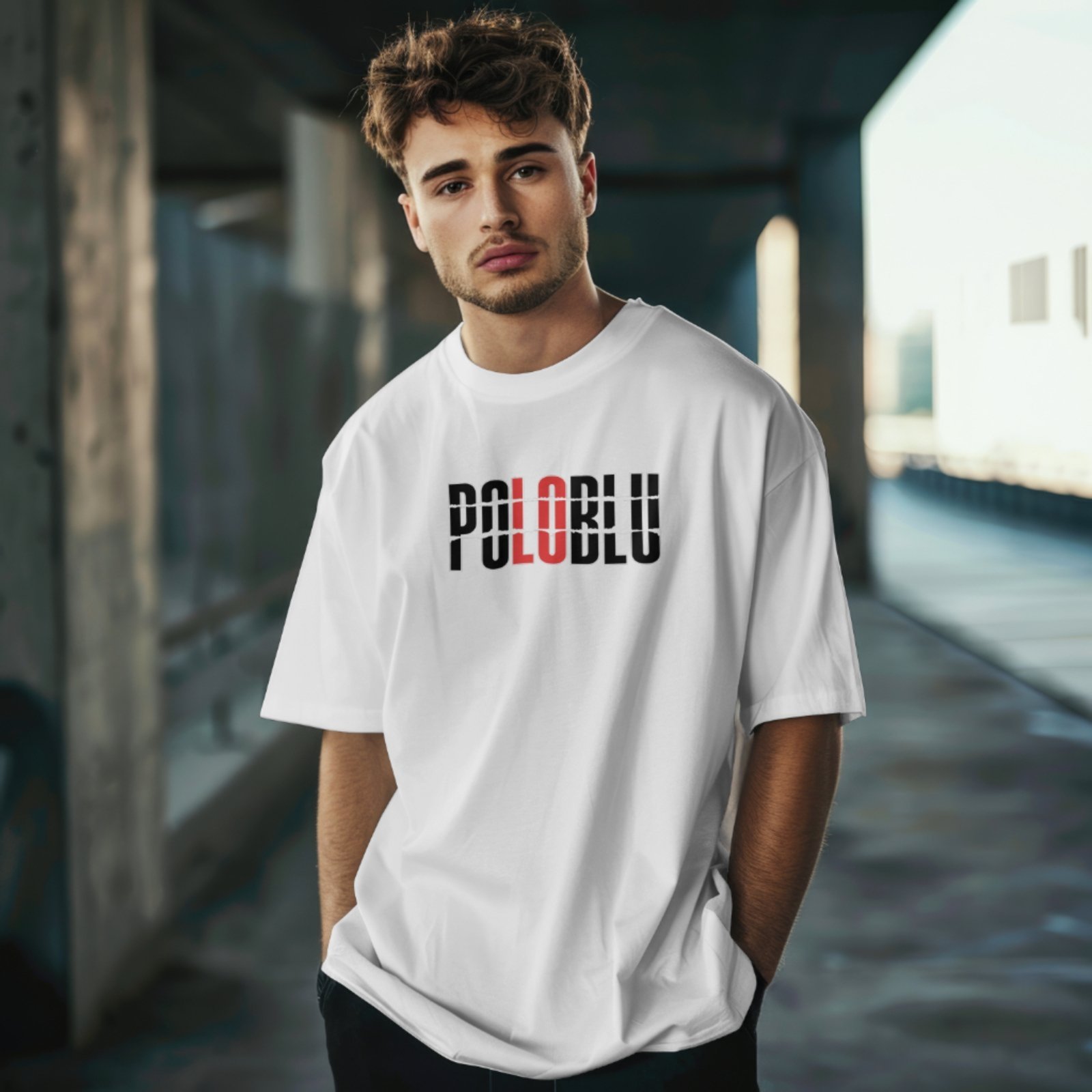 Camiseta Polo Blu Masculina Moderna Estampada em Algodão Branca do P ao G1