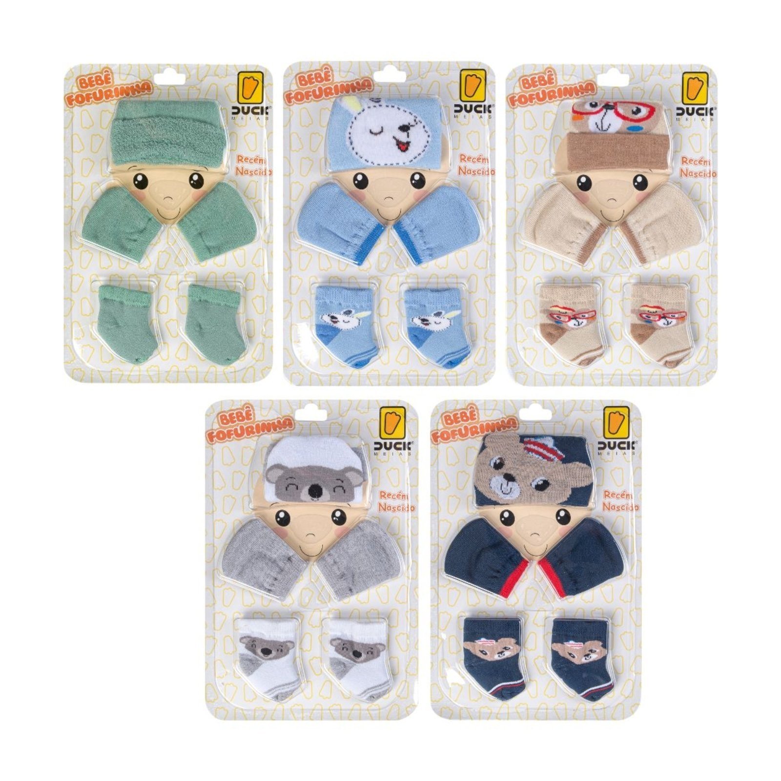 Infantil - Kit 5 conjunto enxoval toca luva e meia recém nascido , conjunto fofo, ideal para usar em qualquer momento