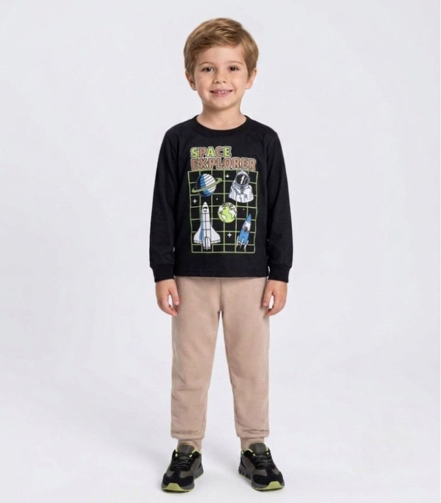 Infantil - Conjunto Menino Blusa Longa E Calça Kappes Preto