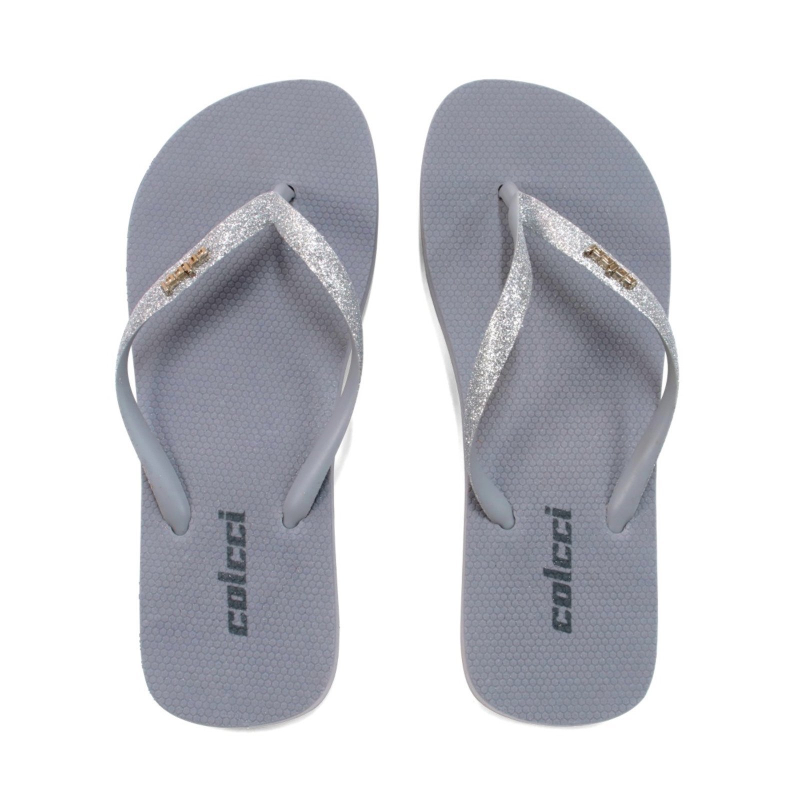 Chinelo Feminino Fiji Colcci Techfit Tira com Glitter Cinza Pewter