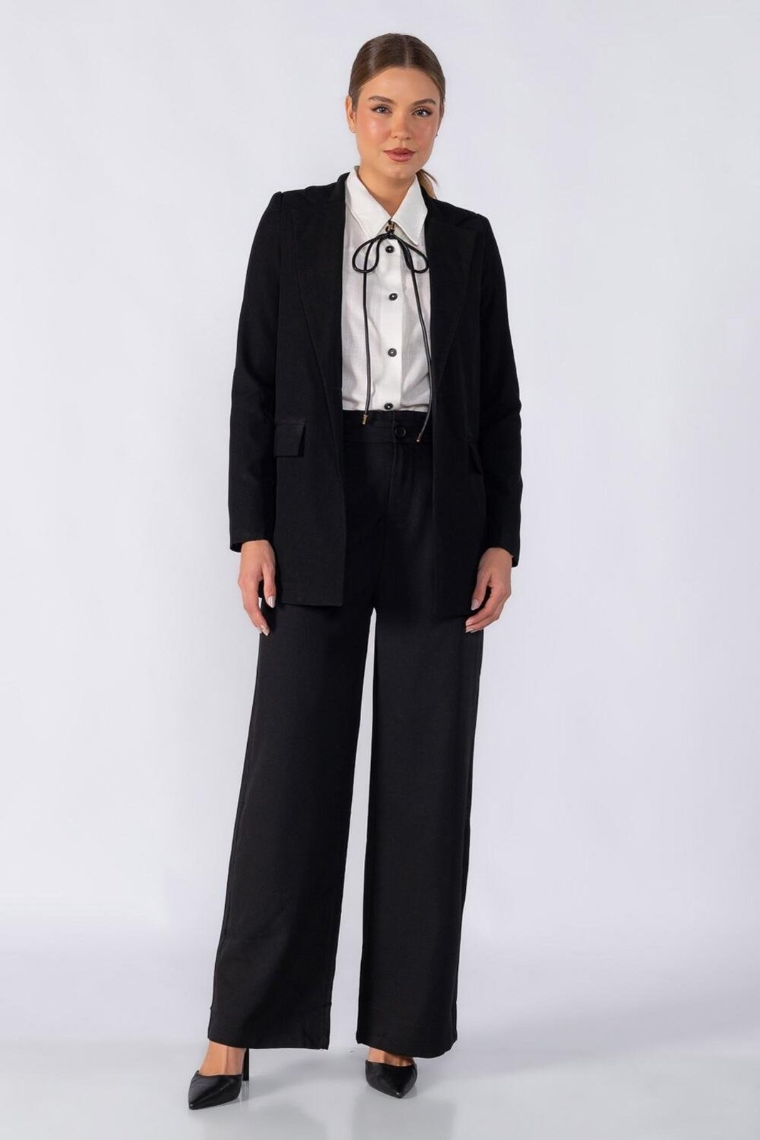 Blazer alfaiataria alongado Preto