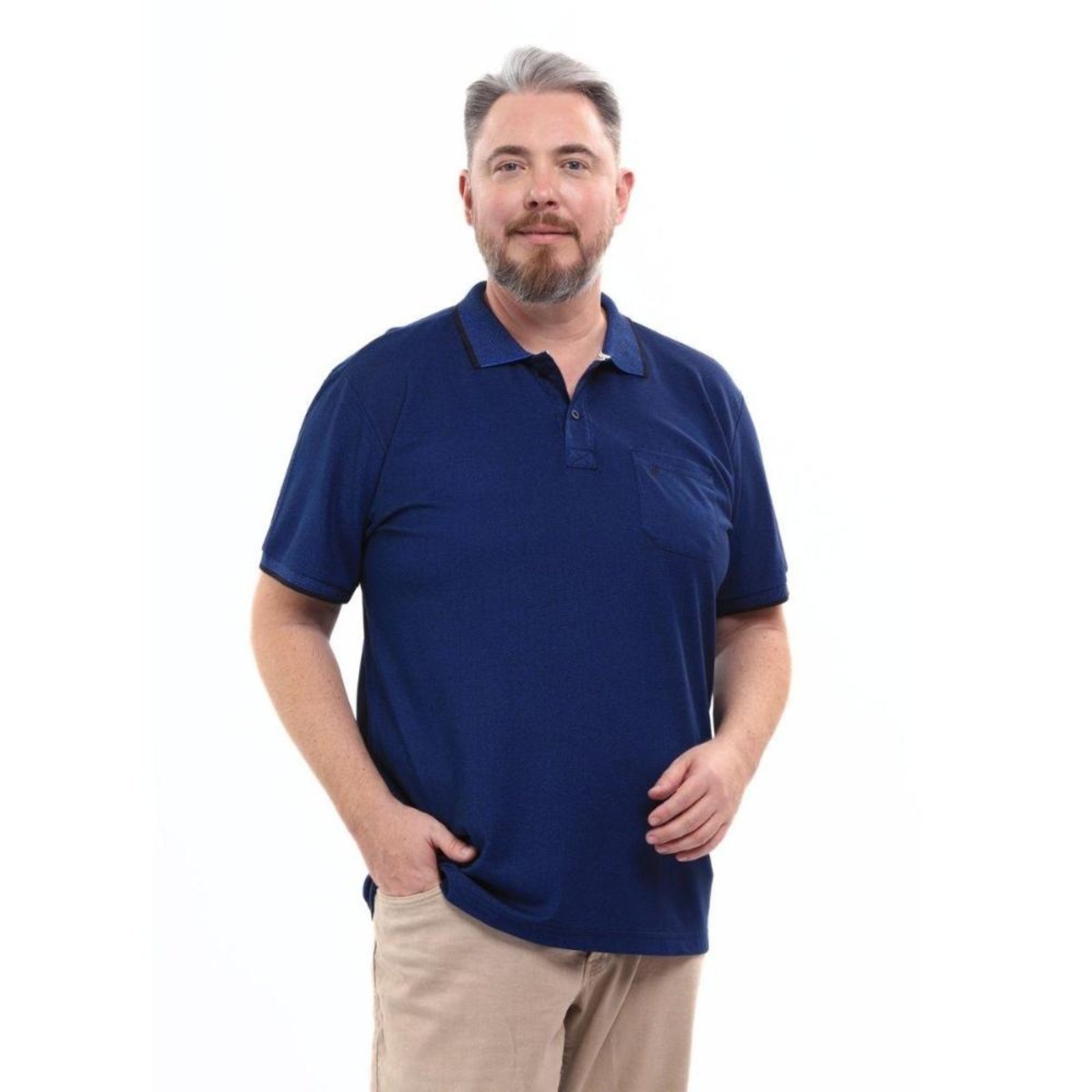 Camisa Polo Masculina Plus Size Pique Algodão com Bolso