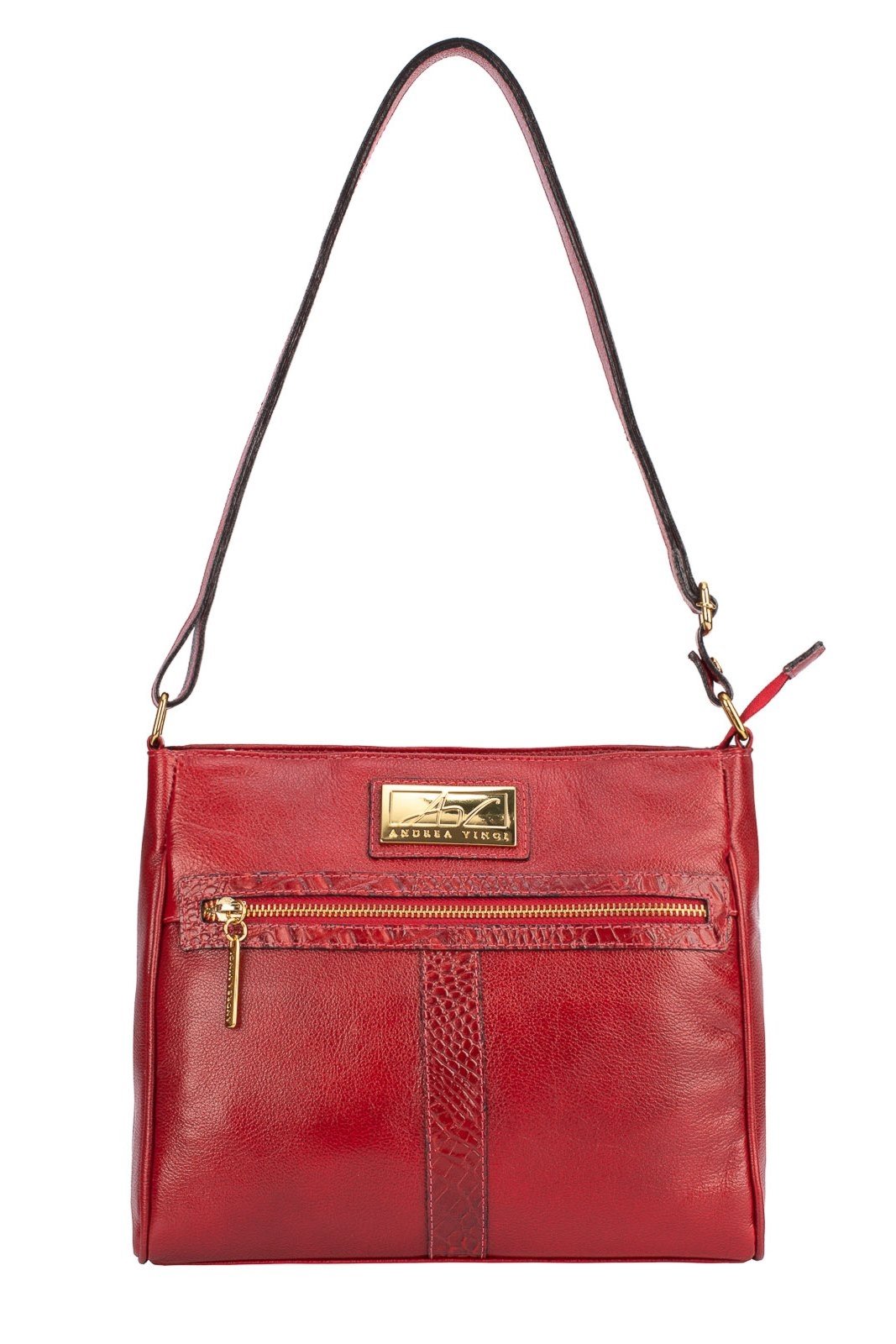 Bolsa tiracolo de couro liso Milena - Vermelho