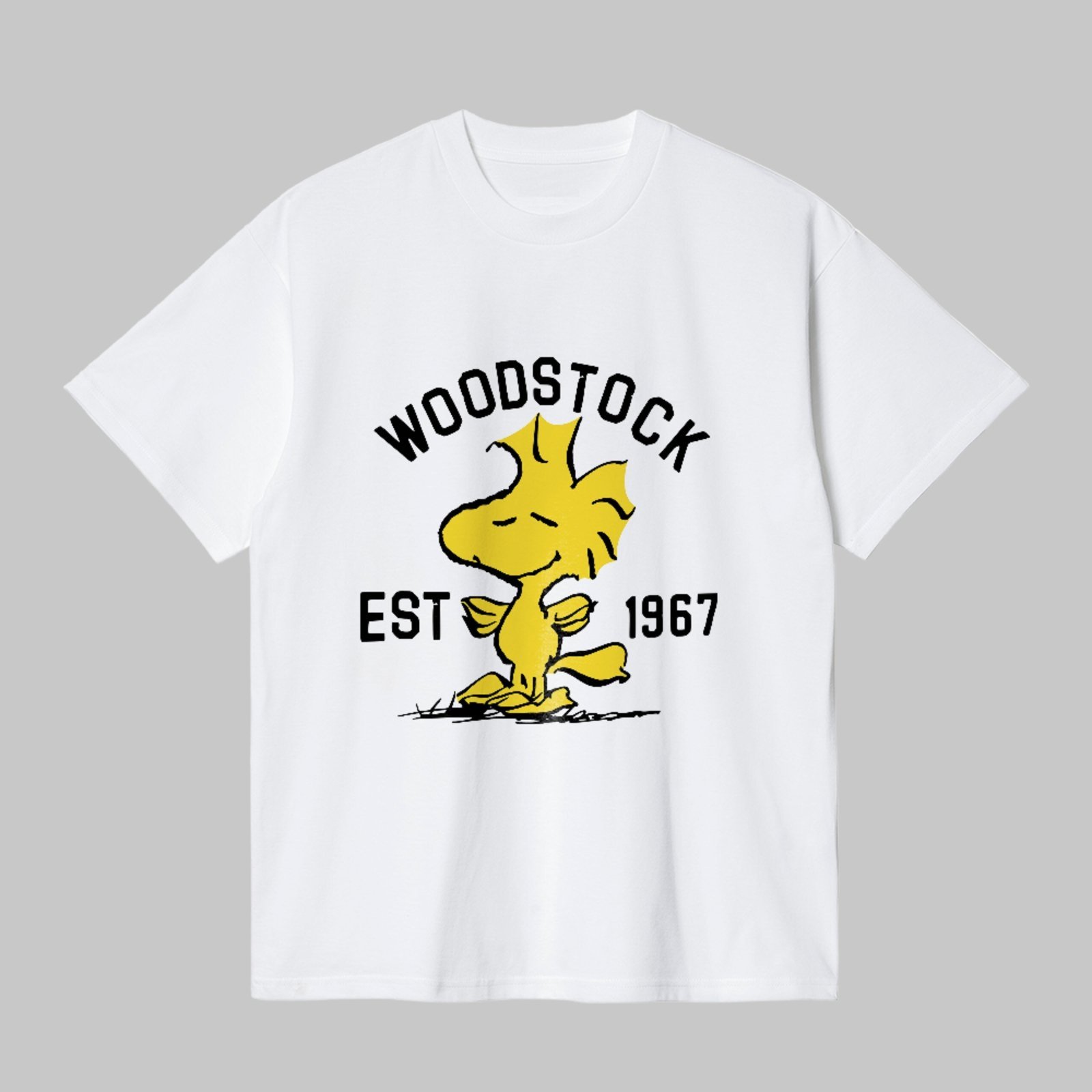 Camiseta Básica Snoopy Peanuts Woodstock Est 1967 Vintage Unissex Branco