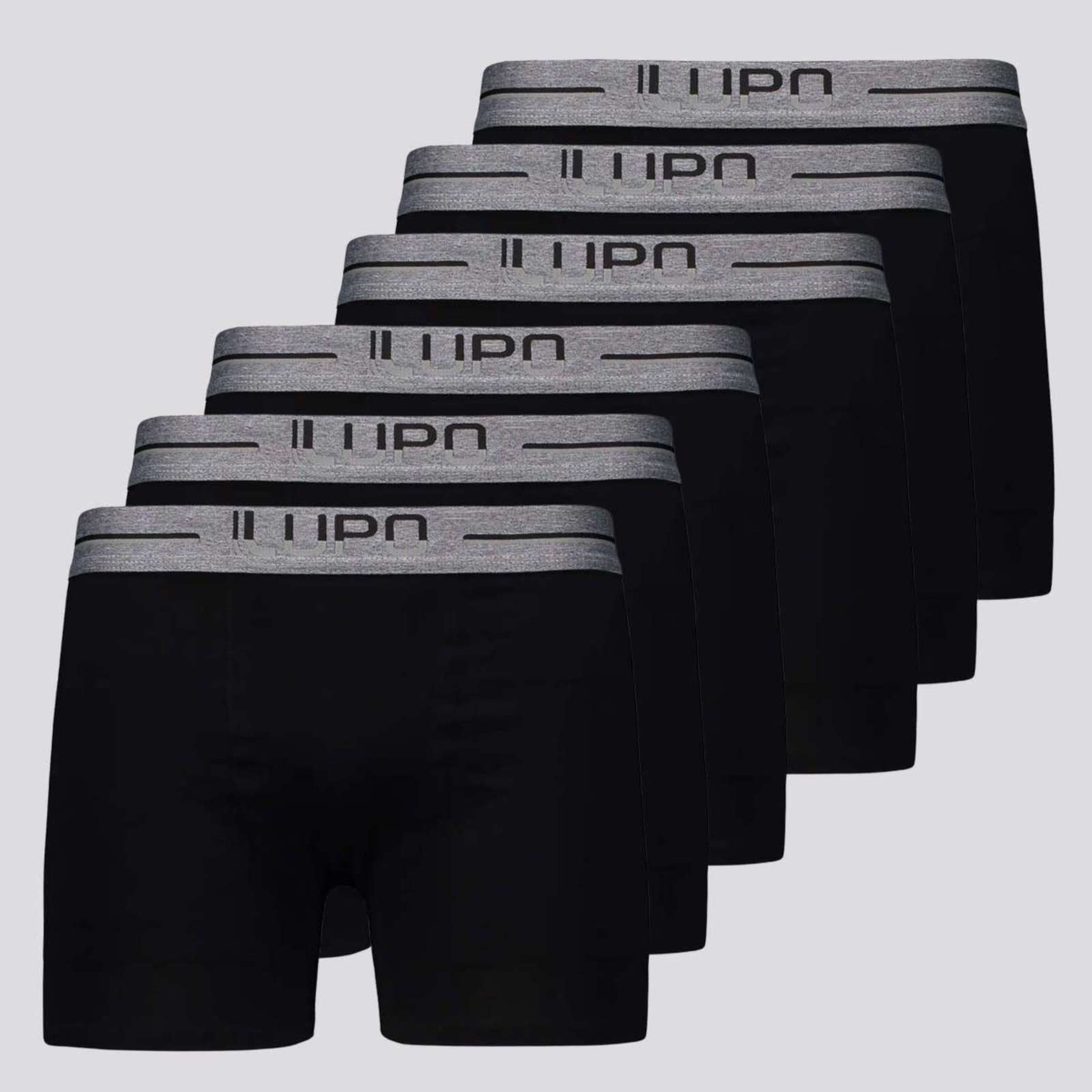 Kit de 6 Cuecas Boxer Lupo Anatomic Shape Preta e Cinza