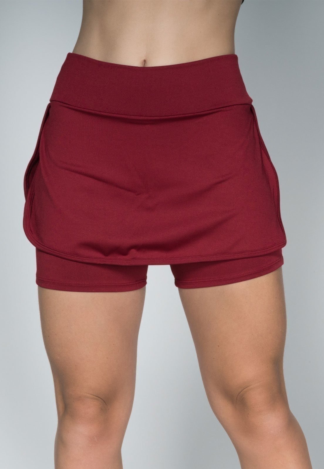 Short Saia Serra e Mar Modas Fitness Vinho