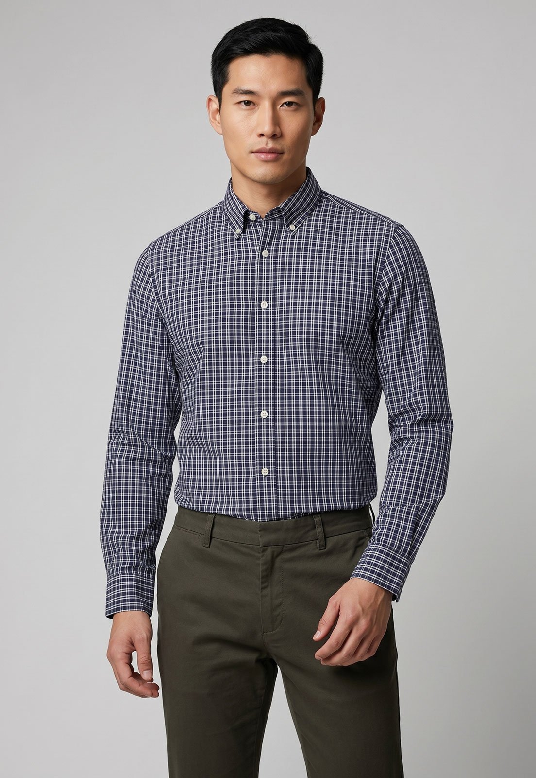 Camisa Masculina Zapälla Tricoline Xadrez Azul