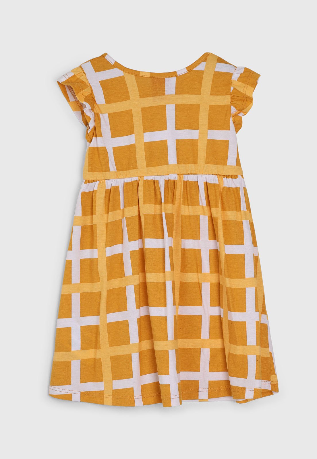 Vista 3 Vestido Kyly Estampa Xadrez Faixa Laço Kyly amarelo