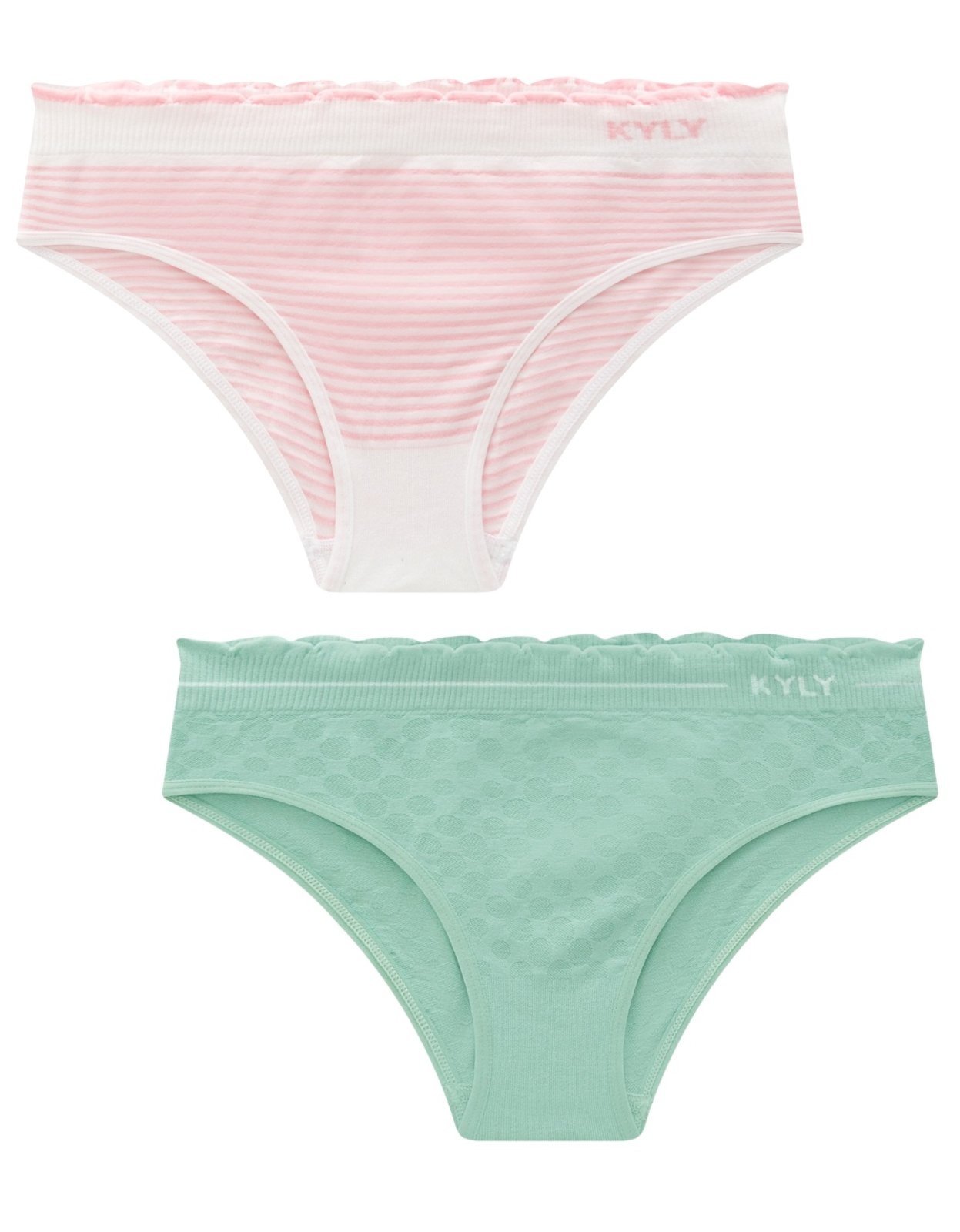Vista 2 Kit 2pçs Calcinha Menina Kyly Lisa Turmalina e rosa/verde rosa Kyly rosa/verde rosa
