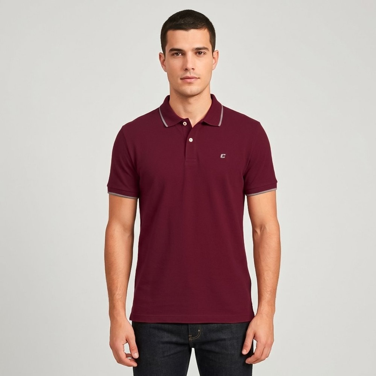 Camisa Polo Colcci Logo Line Ou26 Bordô Masculino