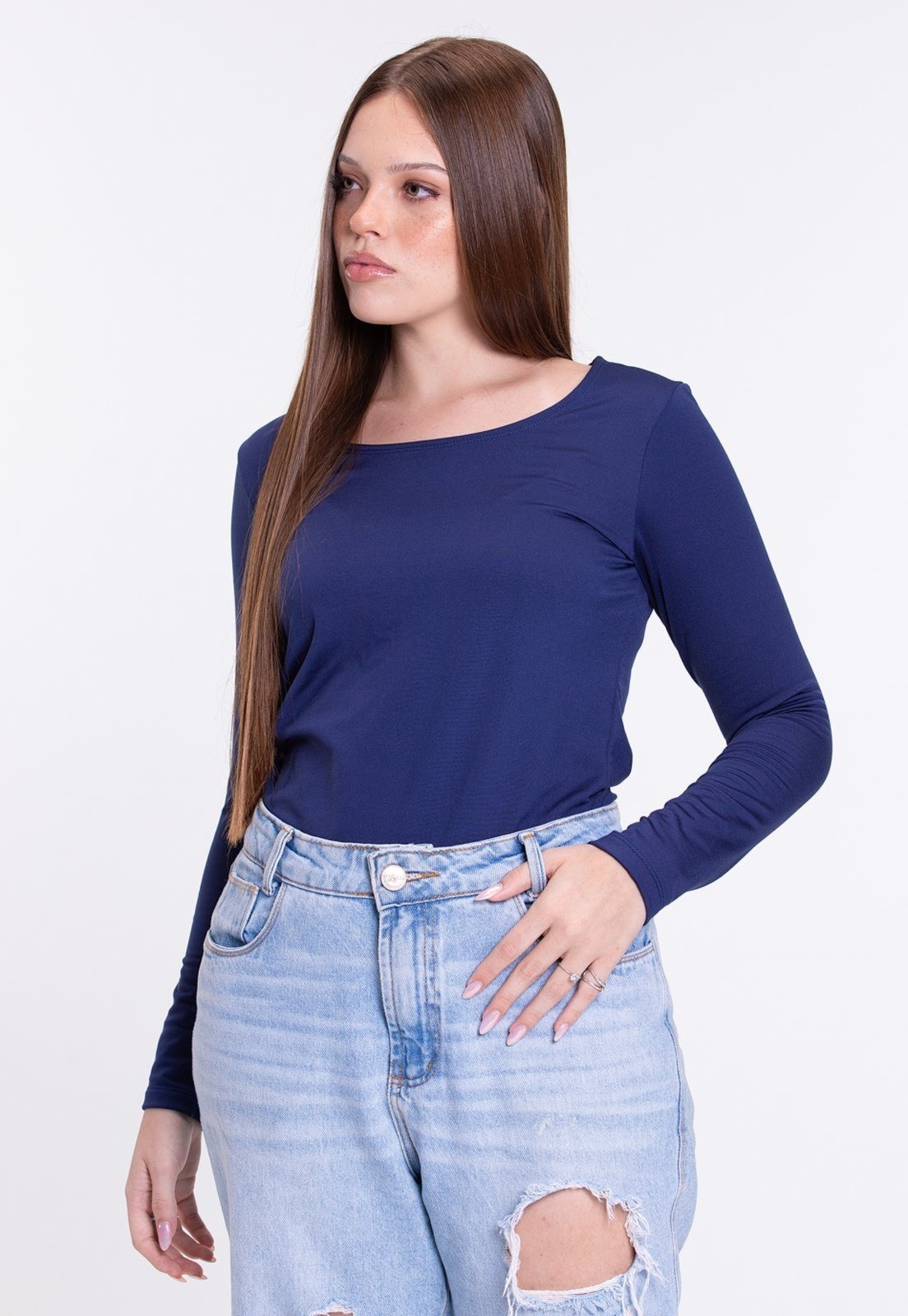 Vista 2 Infantil - Camiseta Adulto Térmico Feminino UV50+ Marinho VIDA COSTEIRA azul marinho VIDA COSTEIRA azul marinho