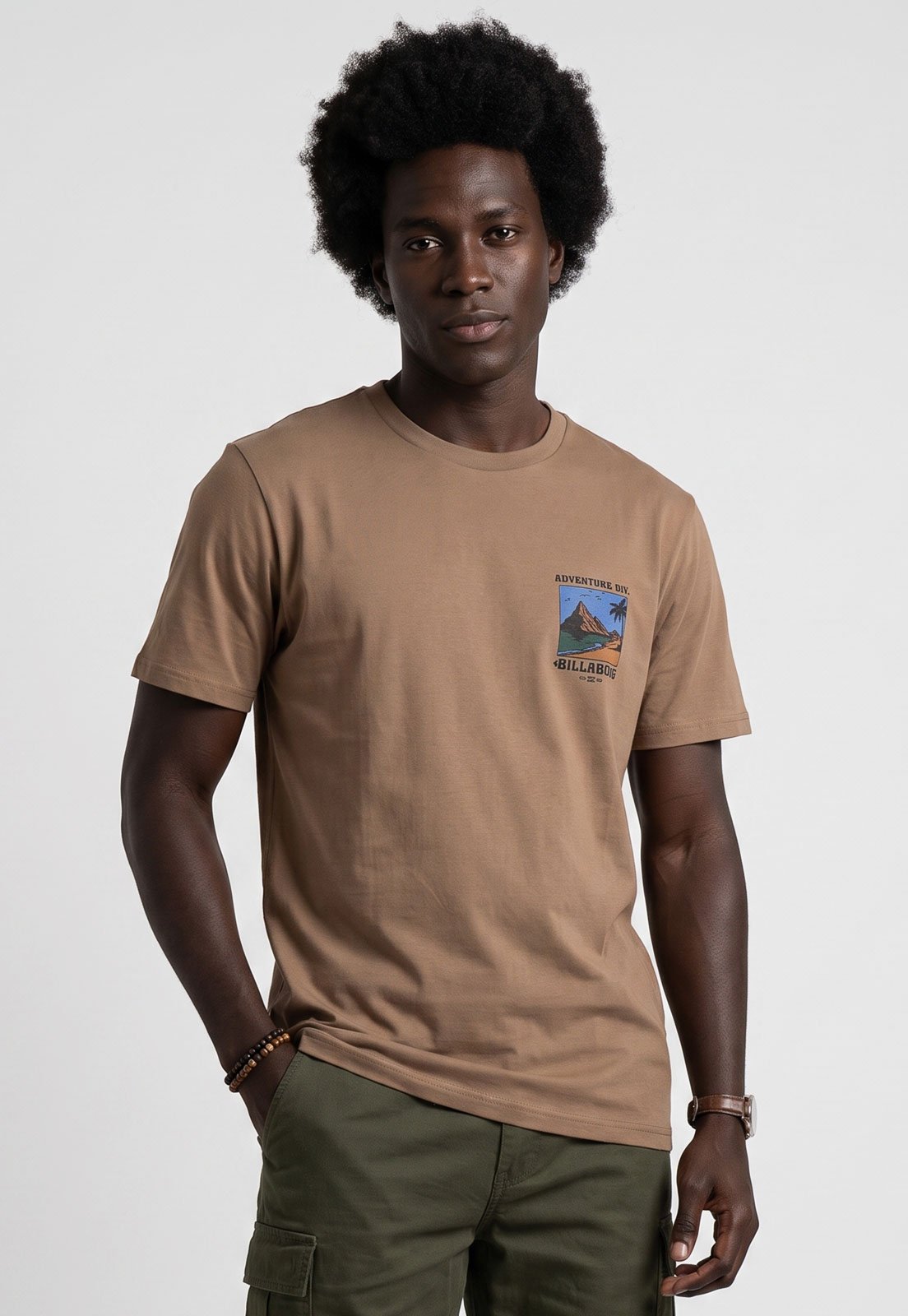Camiseta Masculina Billabong Post Cards Marrom