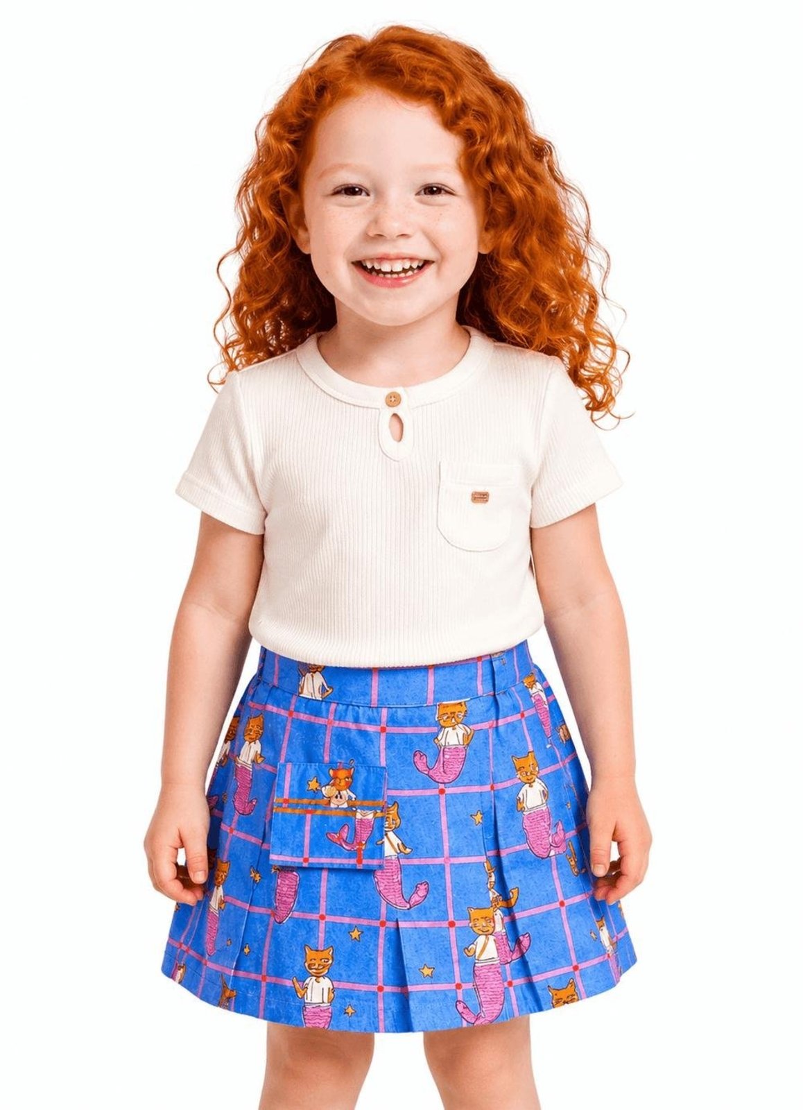 Infantil - Blusa Menina Animadoras Subaquáticas Alphabeto Branco