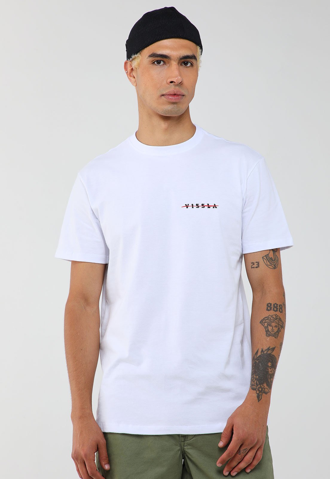 Vista 2 Camiseta Masculina Vissla Silk Skull Island Branca branco Vissla branco