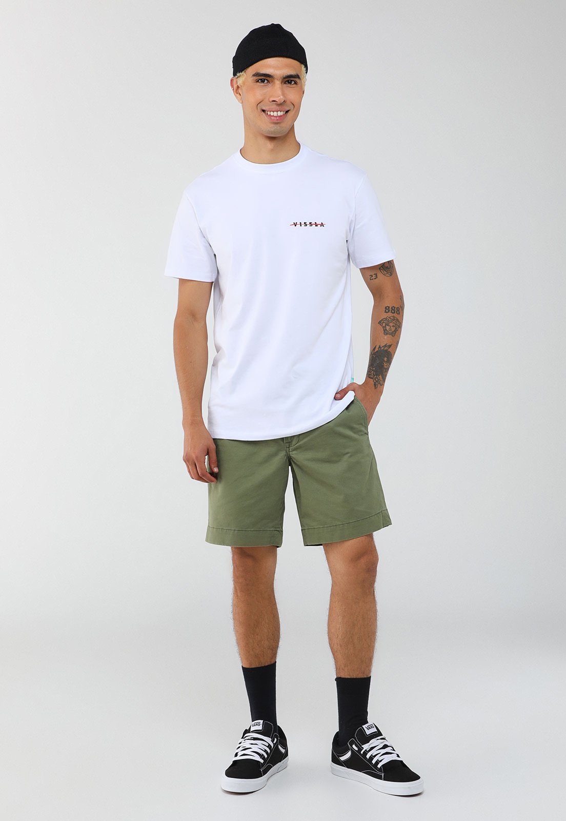 Vista 3 Camiseta Masculina Vissla Silk Skull Island Branca branco Vissla branco