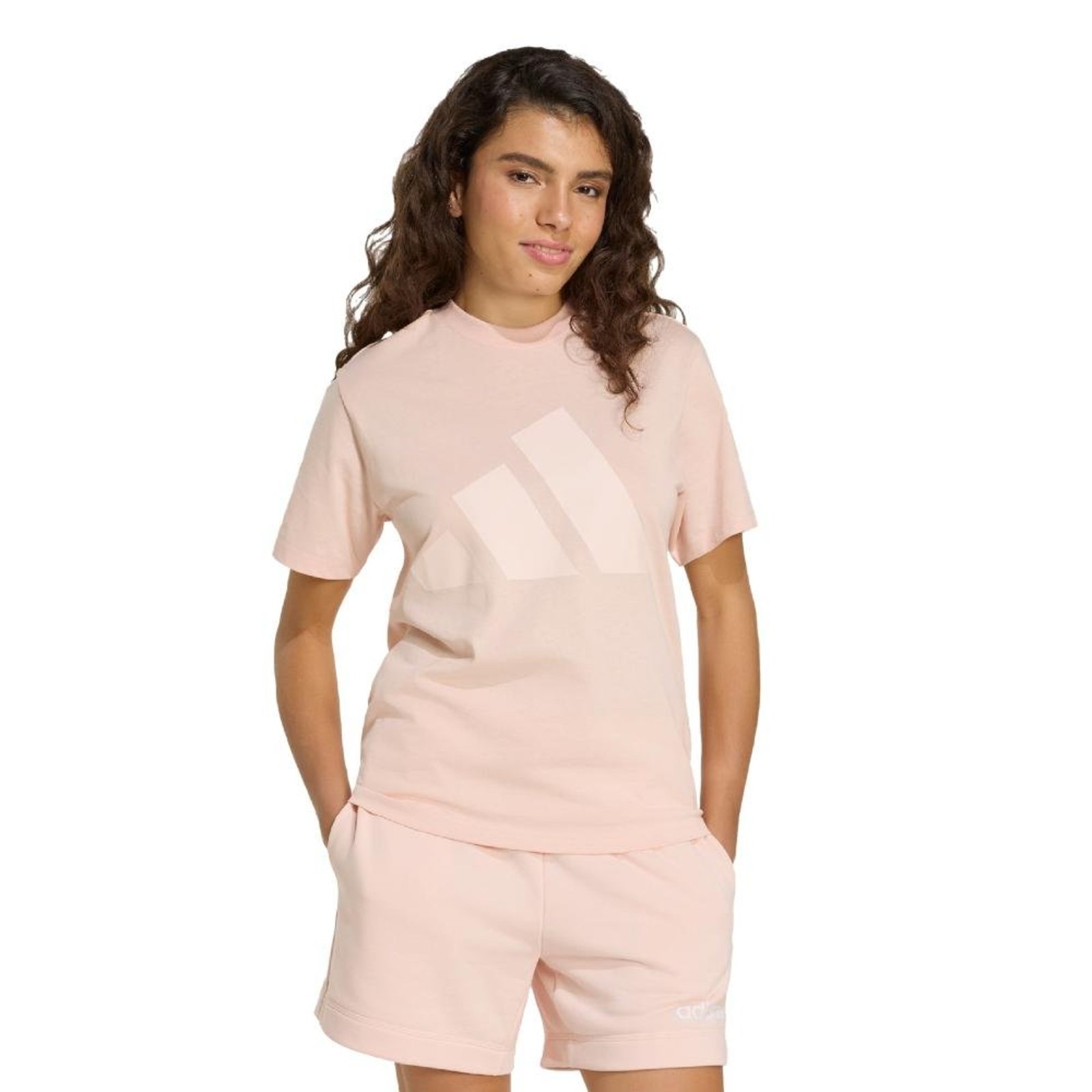 Camiseta Essentials de Algodão com Logotipo Grande adidas Sportswear Rosa