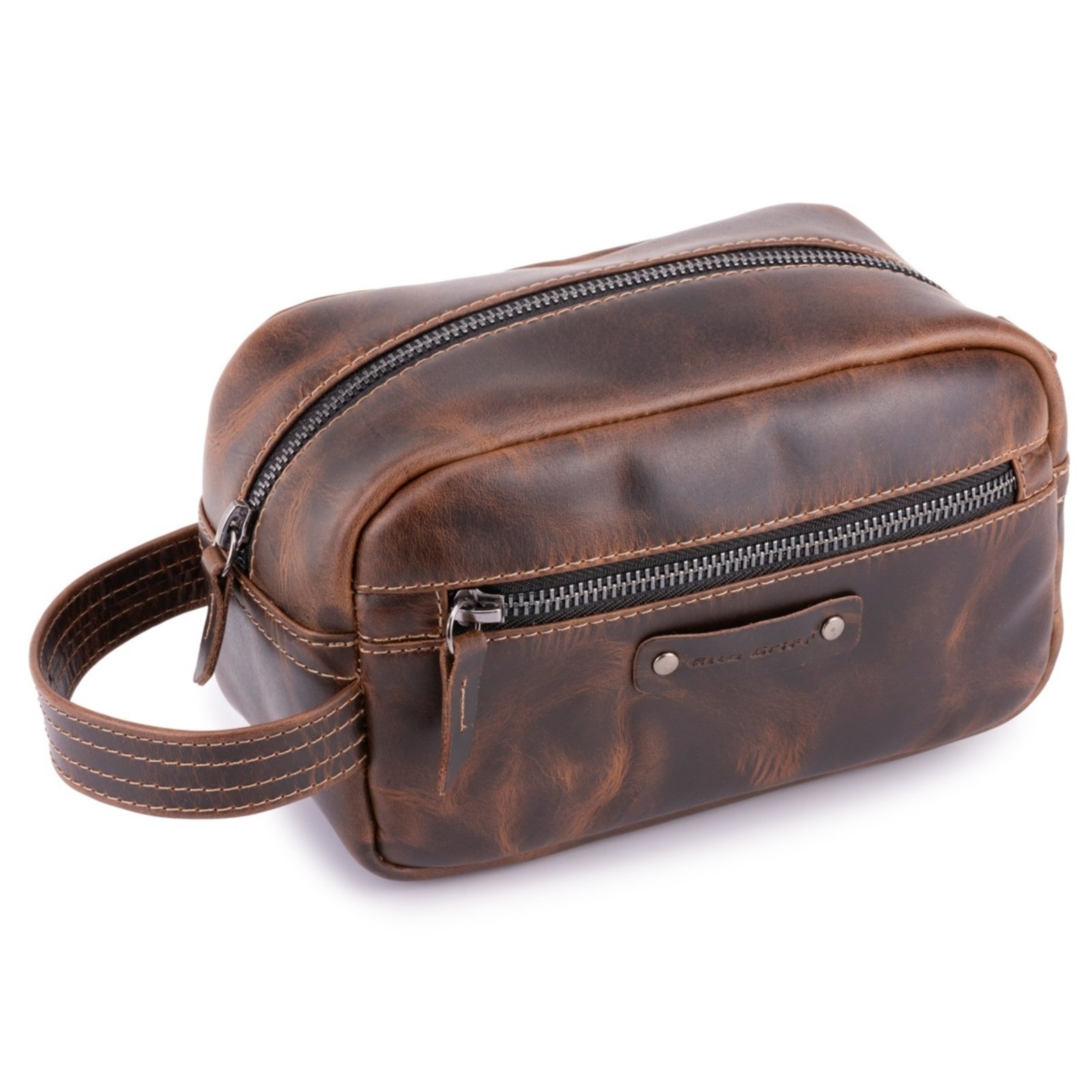 Necessaire Estojo Bolsa De Mão Couro Legítimo Espaçosa brown Ello Griff